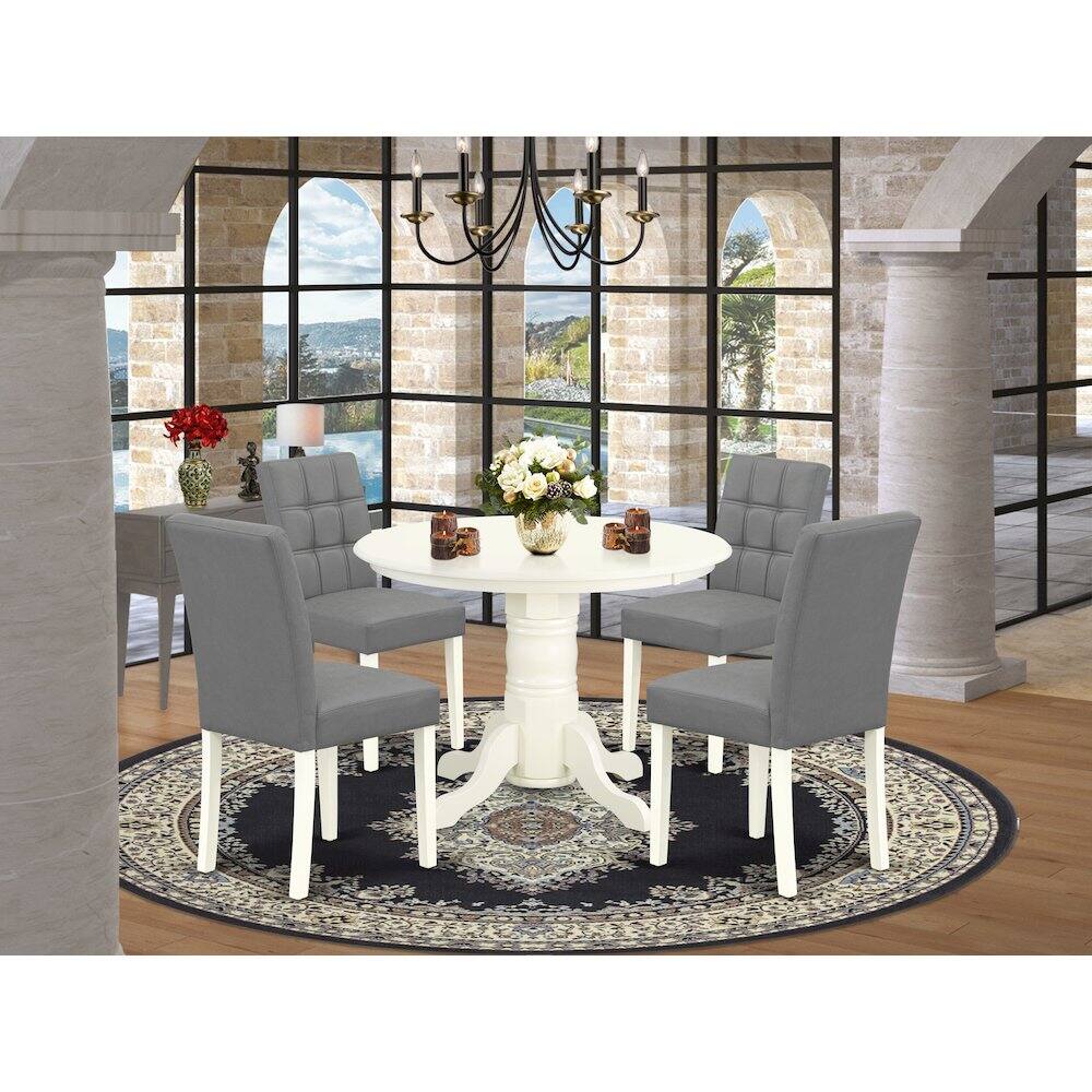Alt View 7. East West Furniture - 5 Piece consists A Mid-Century Dining Table Set Wooden Table - White.