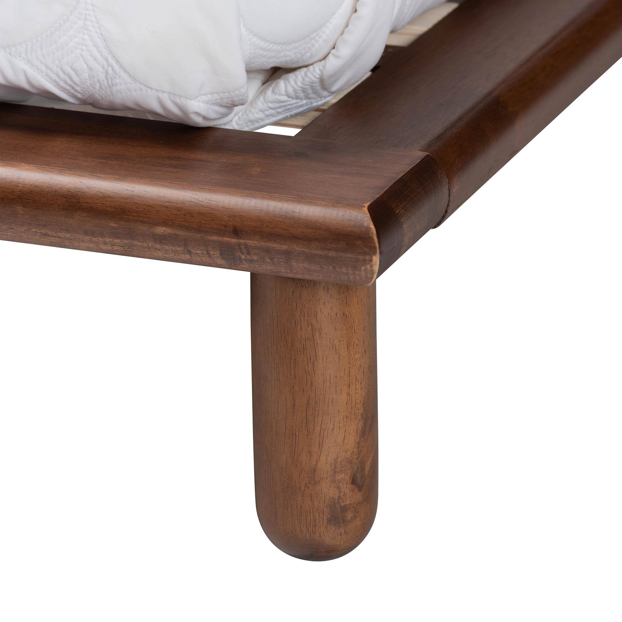 Back. Baxton Studio - Alivia Mid-Century Modern Walnut Brown Finished Wood Bed Frame - Walnut Brown.