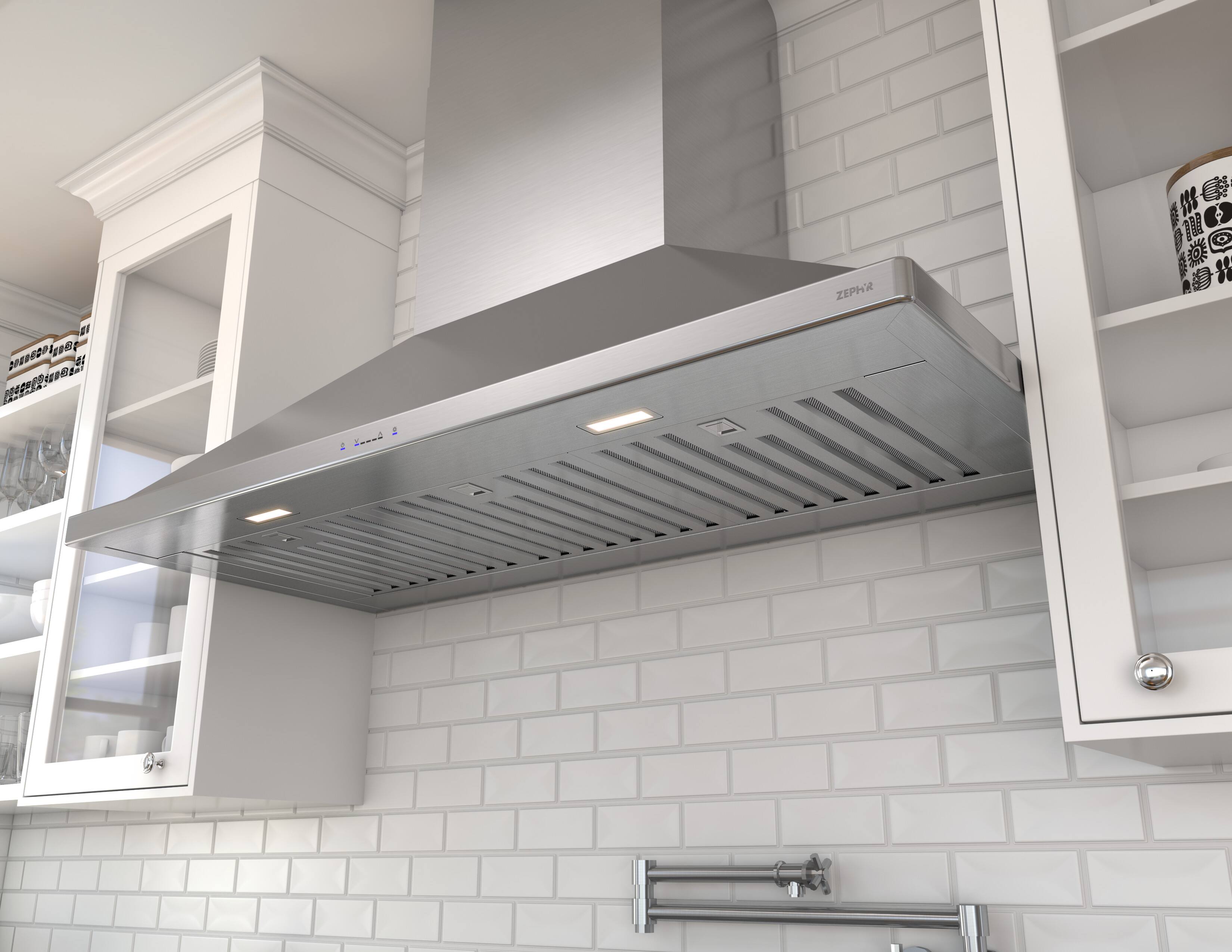 Alt View 12. Zephyr - Siena Pro 36 in. 1200 CFM Wall Mount Range Hood with LED Light - Stainless Steel.