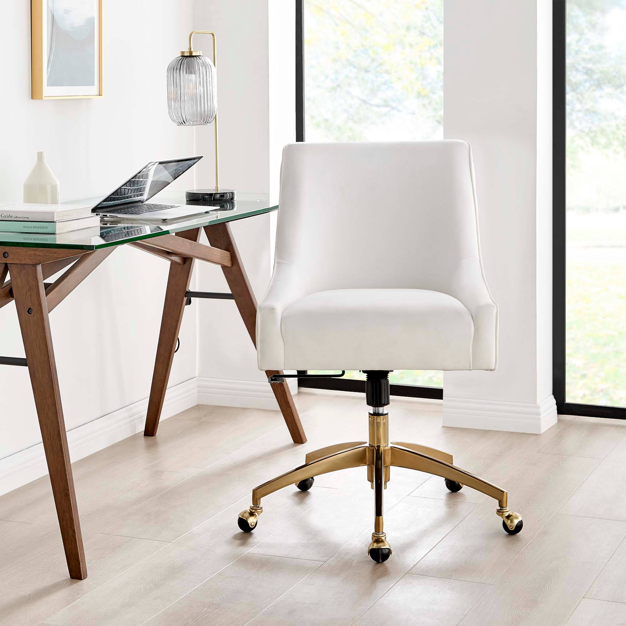 Alt View 3. Modway - Discern Performance Velvet Office Chair by Modway - White.