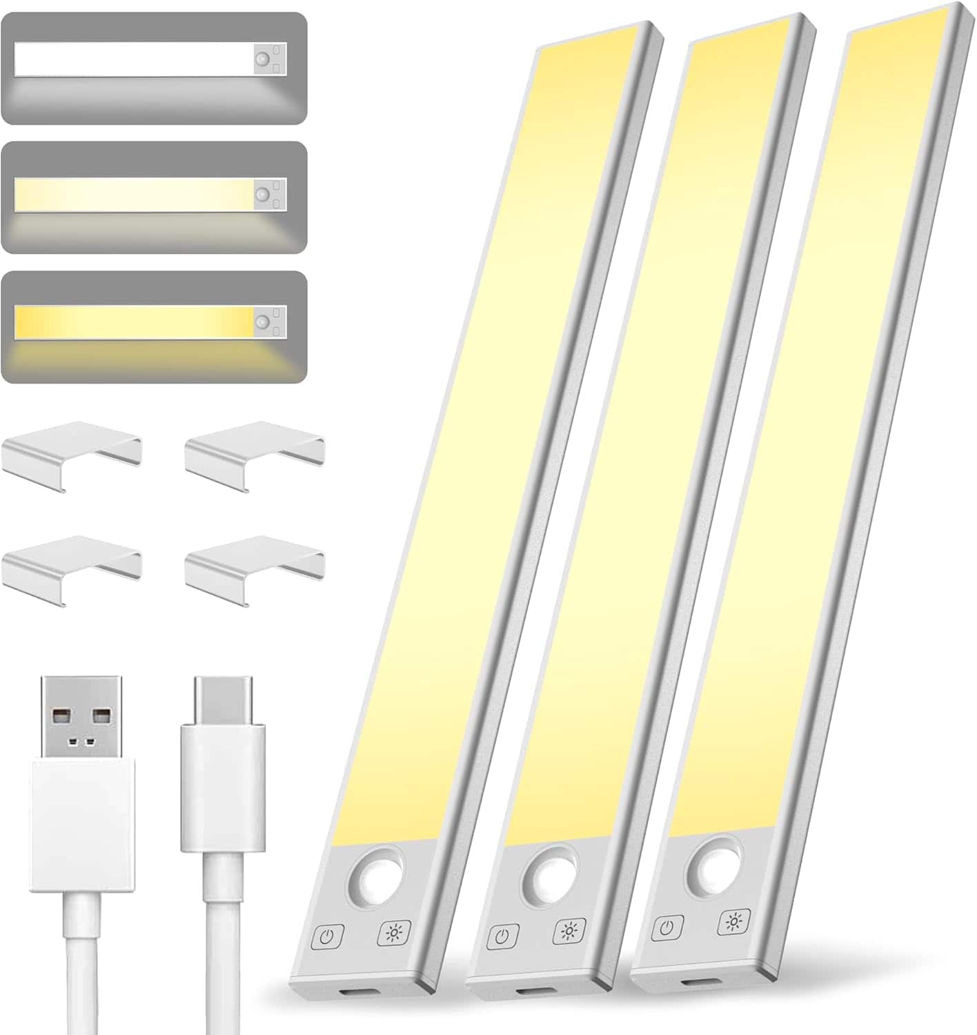 ACJPR - 8" Rechargeable Motion Sensor Under Cabinet Light, Wireless, 3-Pack (72)