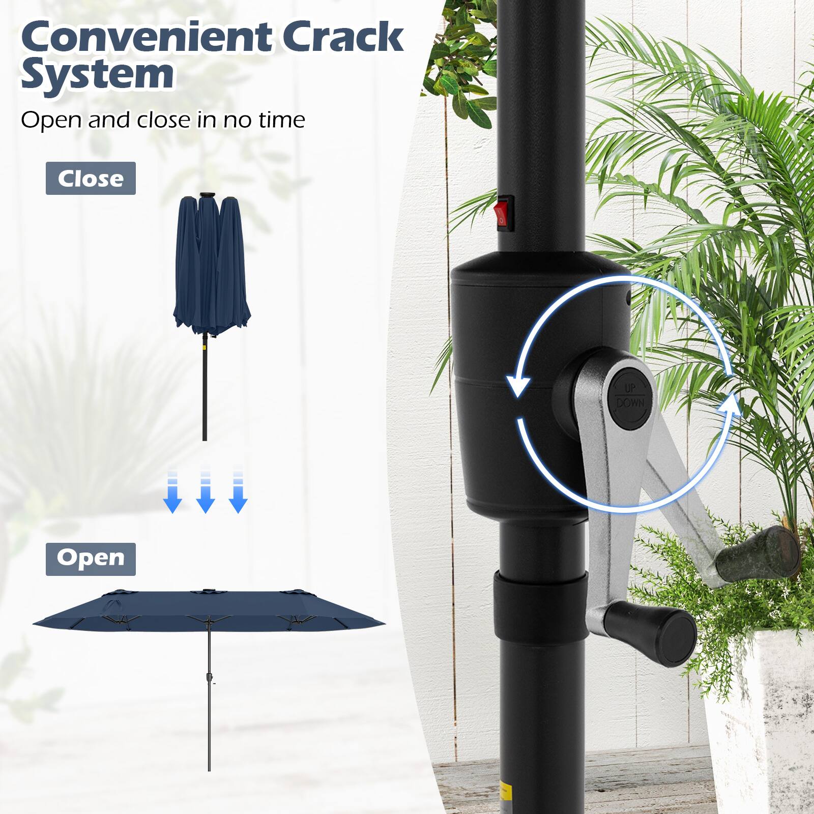Convenient Crack System
Open and close in no time
Close
Open
