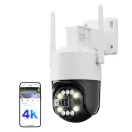 Luckbyte - WiFi 6 PTZ Security Camera 4K 8MP AI Auto Track Outdoor IP Camera - White