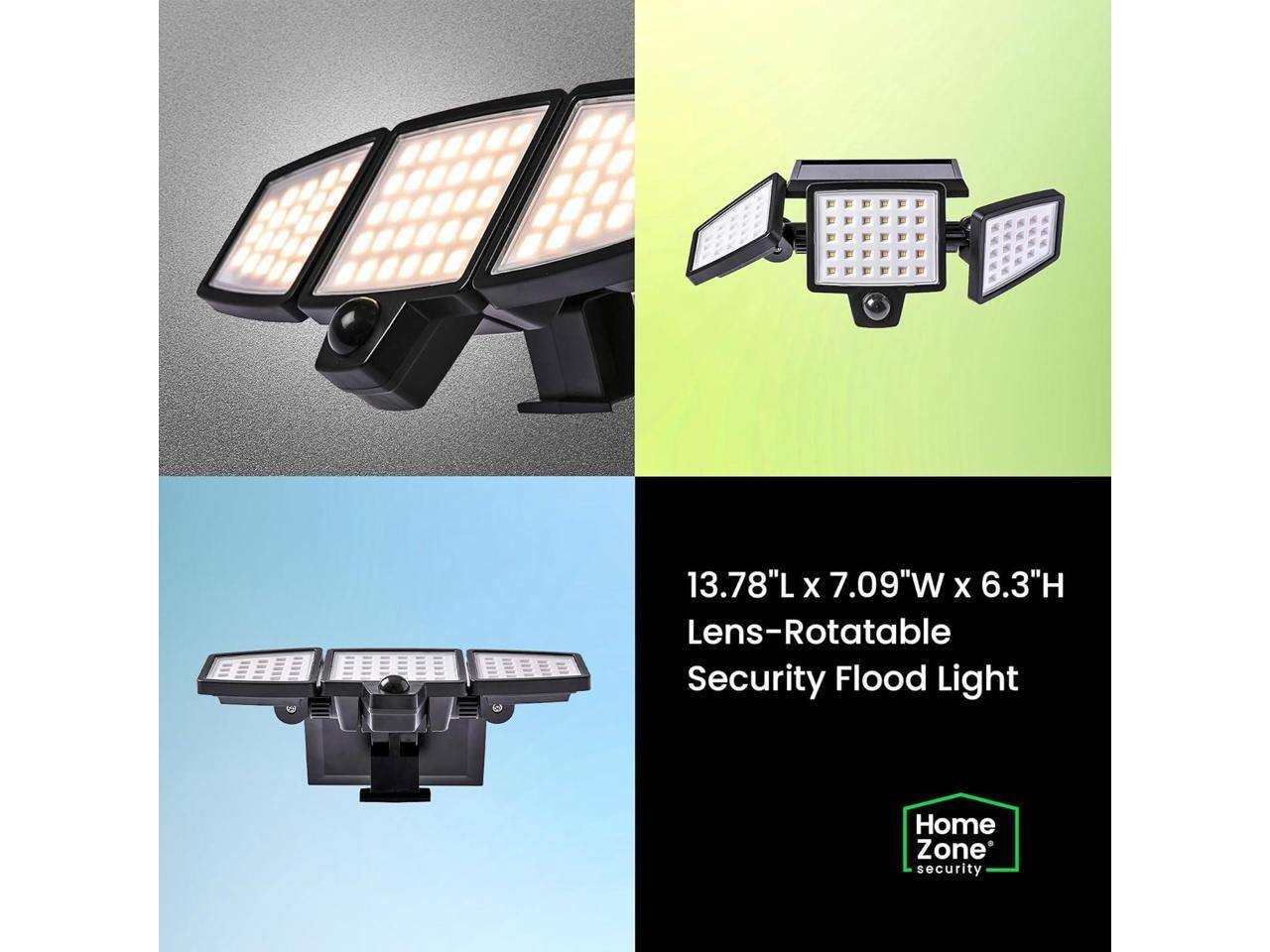 13.78"L x 7.09"W x 6.3"H Lens-Rotatable Security Flood Light  
Home Zone Security