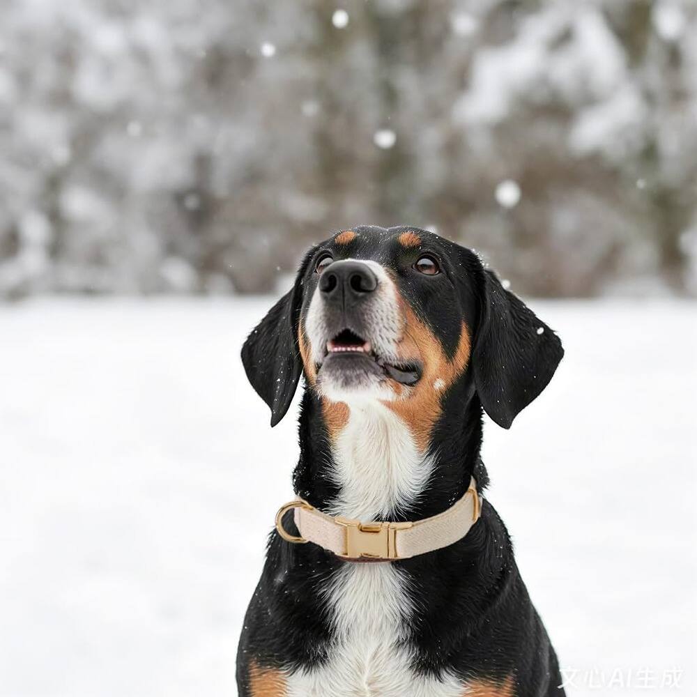 Left. MOSZAR LLC - Dog Collar & Leash Set, Soft Hemp, Woven Tweed, Beige - Tweed-Beige.