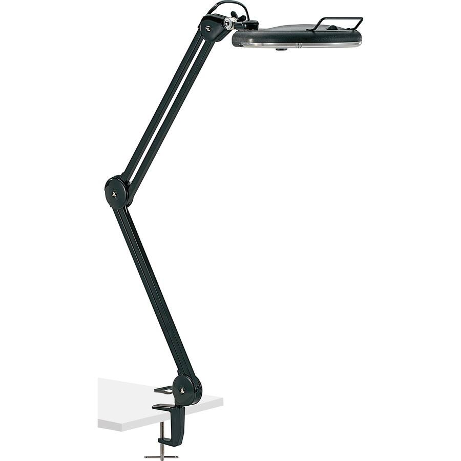Left. Lorell - Lorell Magnifier Lamp with Clamp On  33" Height x 5.1" Width  22 W Bulb  Glass Metal  Black.