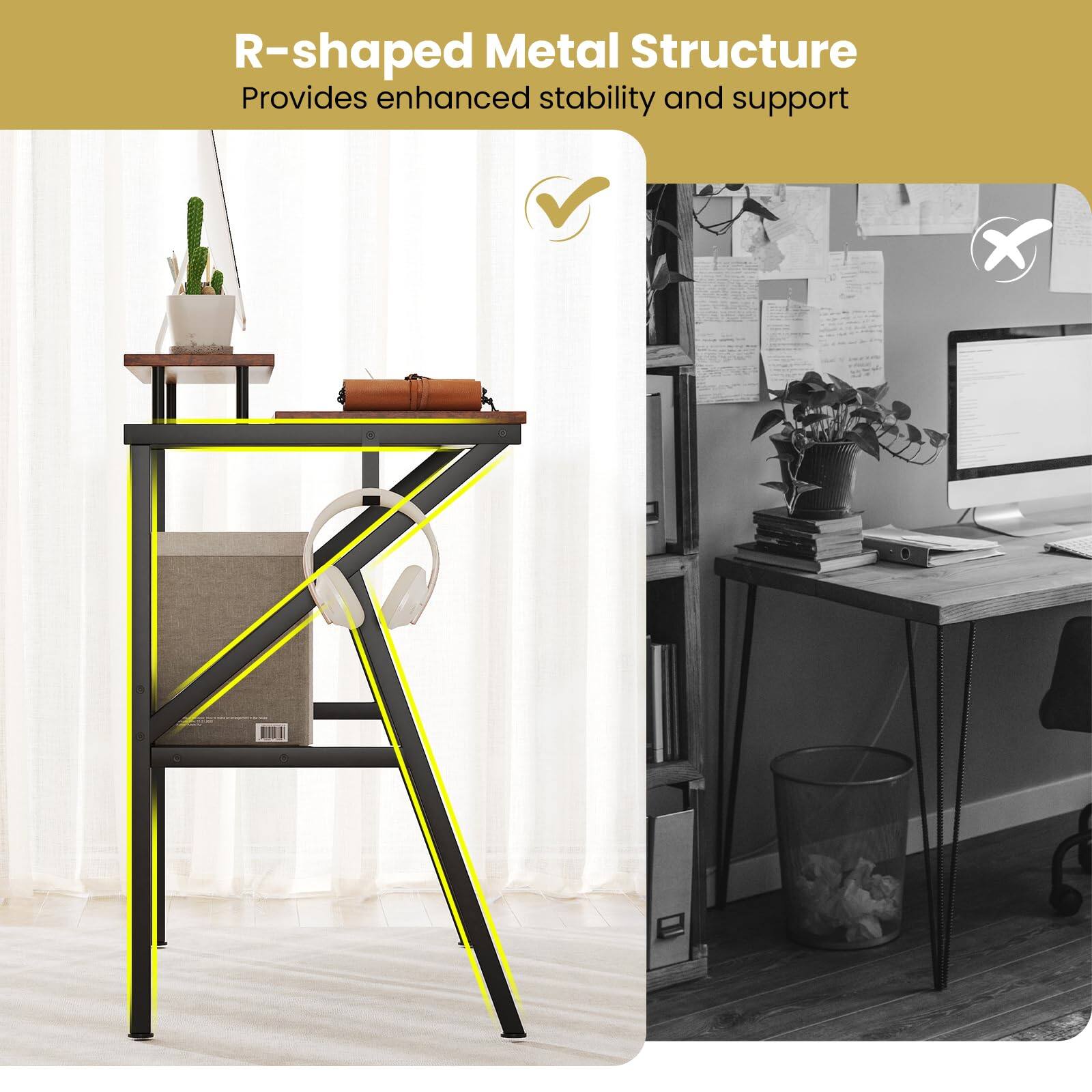 R-shaped Metal Structure  
Provides enhanced stability and support
