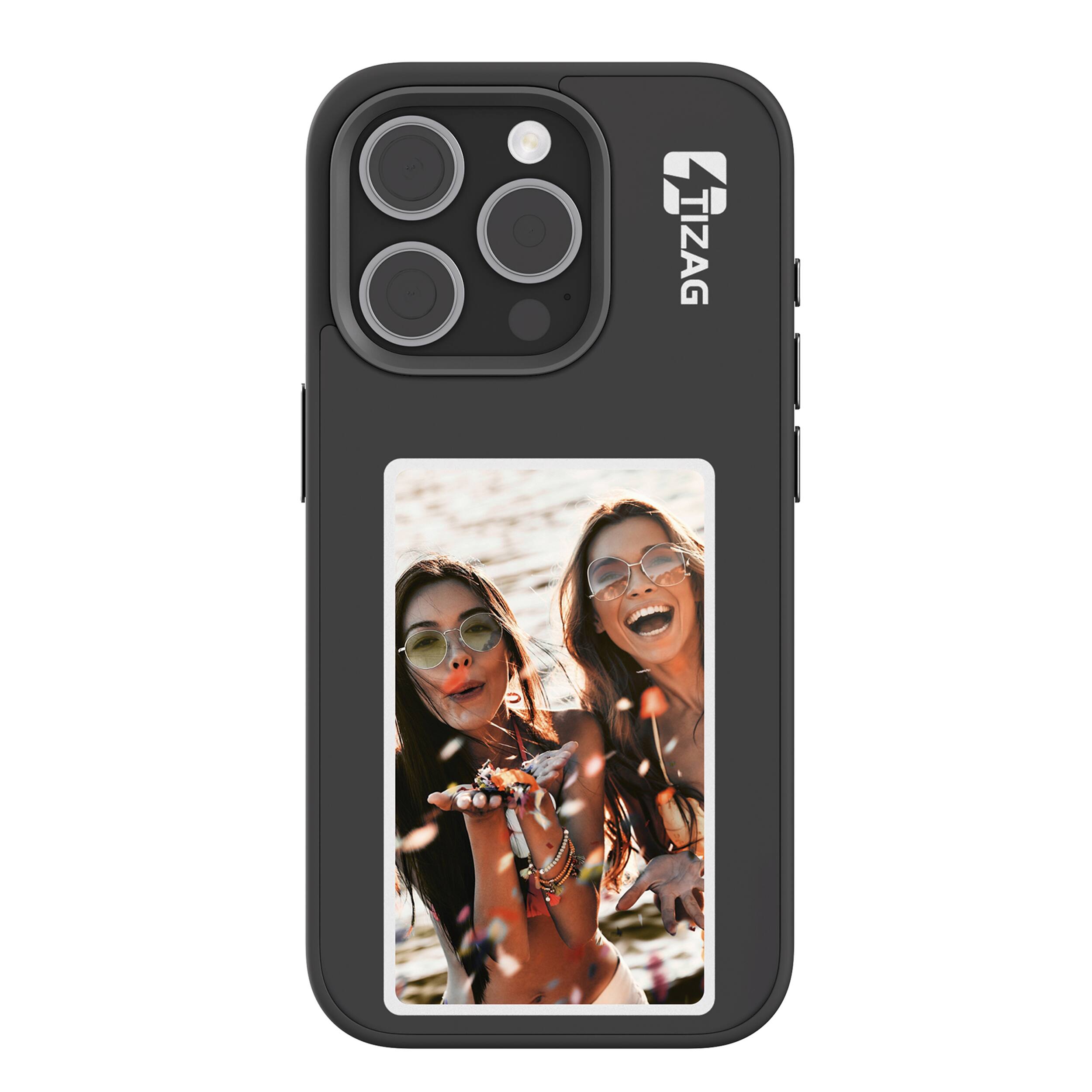 Angle. Tizag - Digital Canvas Case for iPhone 15 Pro - Black.