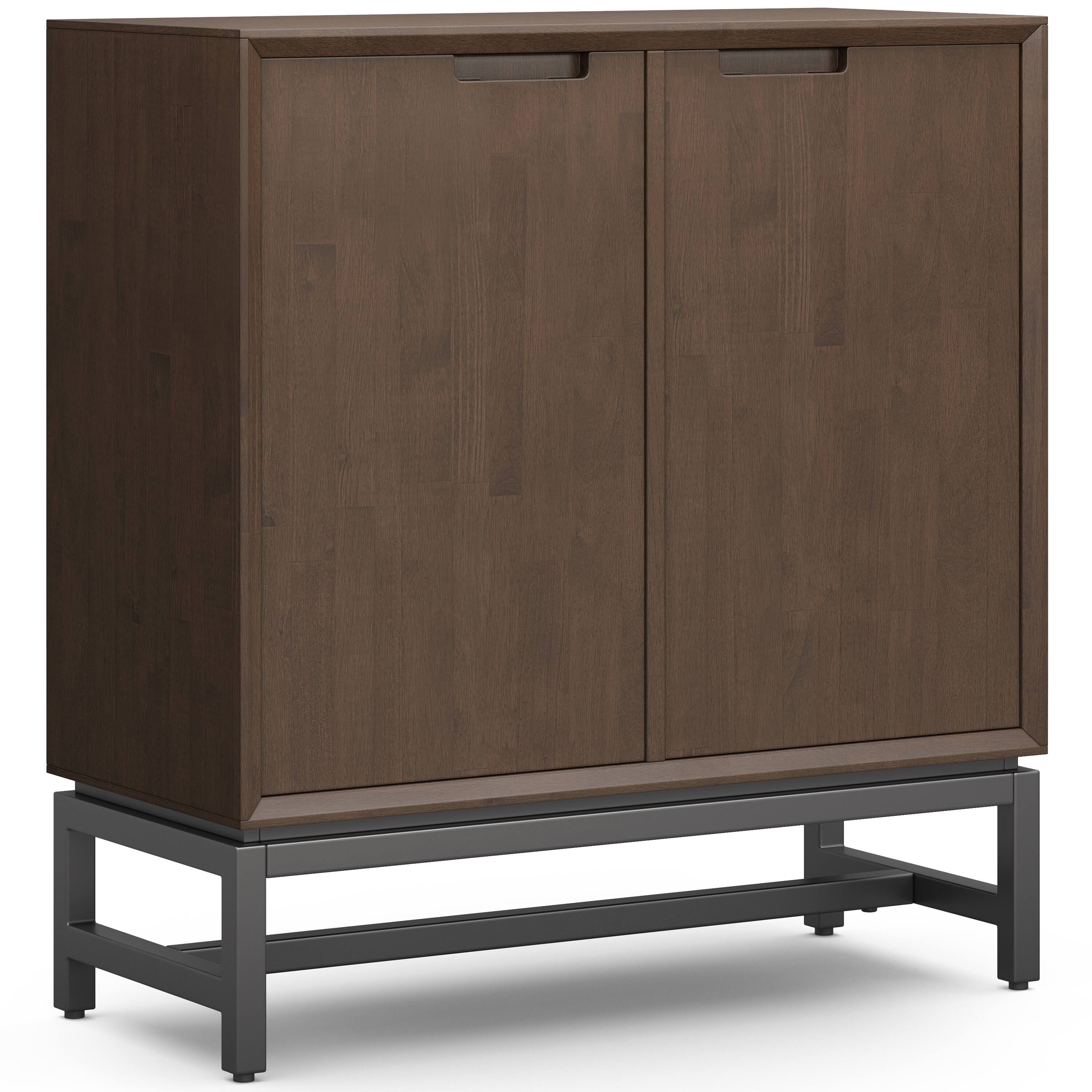 Alt View 2. Simpli Home - Banting Solid Wood 39 inch Storage Cabinet in Walnut Brown (Set of 2) - Walnut Brown.