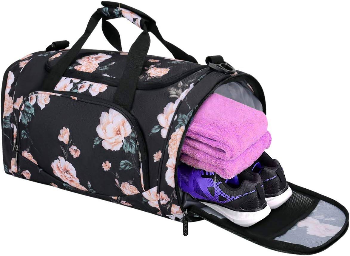mosiso Peony Sports Duffel Bag for Women & Men, Gym Bag with Shoe ...