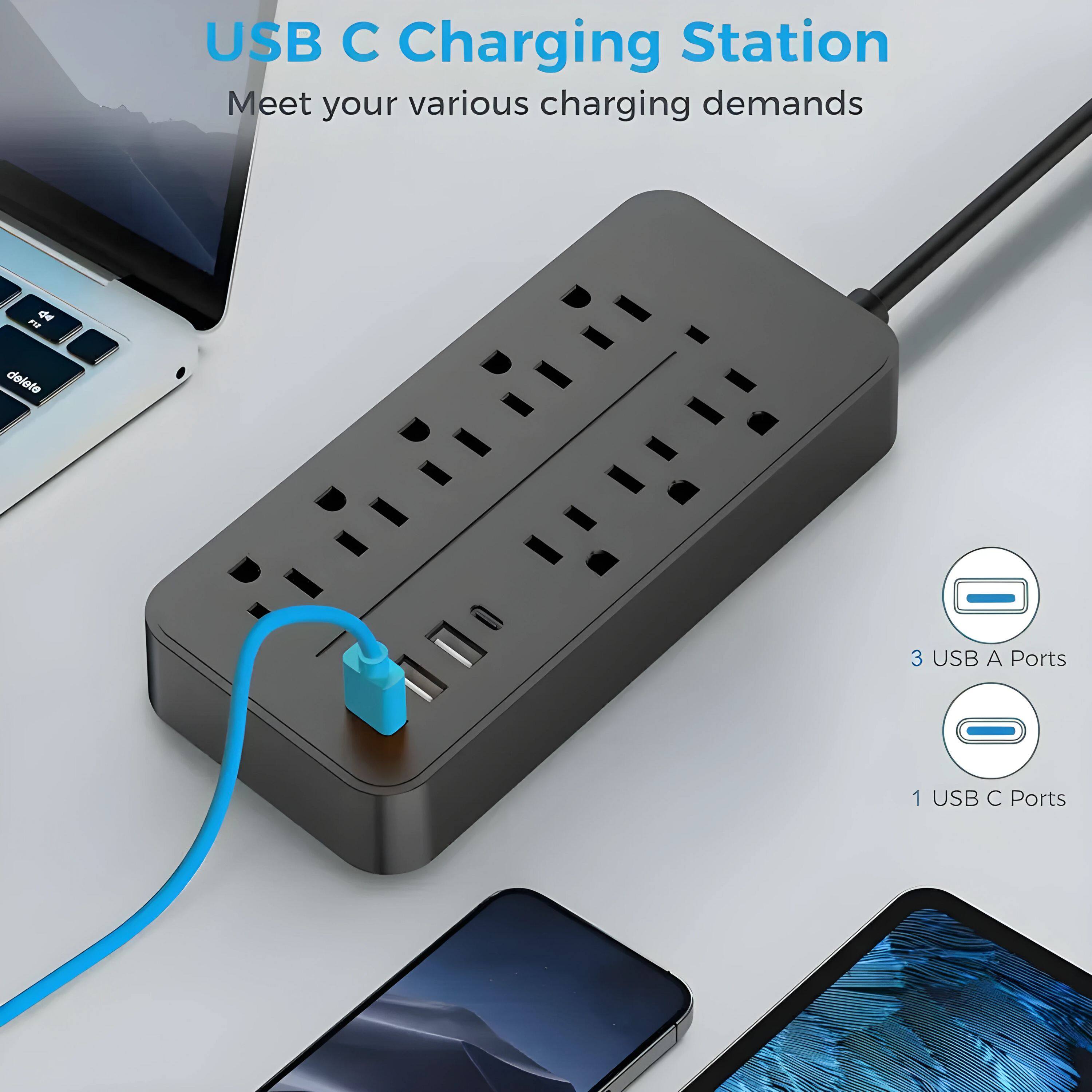 USB C Charging Station  
Meet your various charging demands  

3 USB A Ports  
1 USB C Port