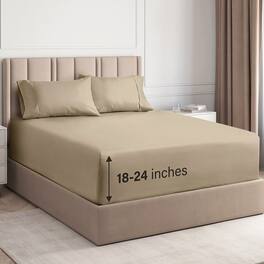 CGK Linens - Extra Deep Pocket 4 Piece Sheet Set - Soft Bed Sheets, Fits 18"-24" Mattresses - King - Cream