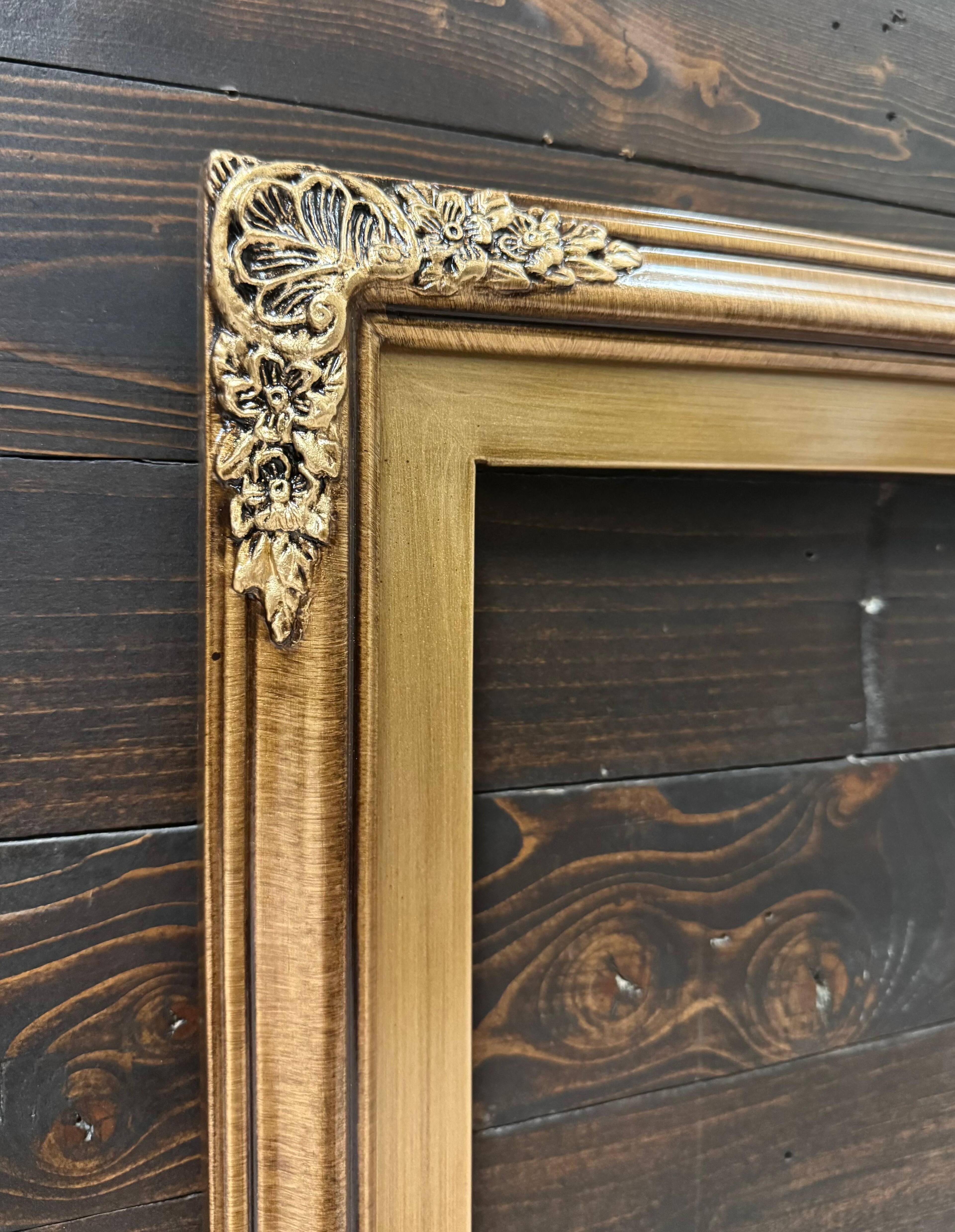 Alt View 1. LAREDO FRAME FACTORY - 50 inch Handmade Tv frame for Samsung The Frame tv and Frame Pro Model - BRUSHED GOLD.