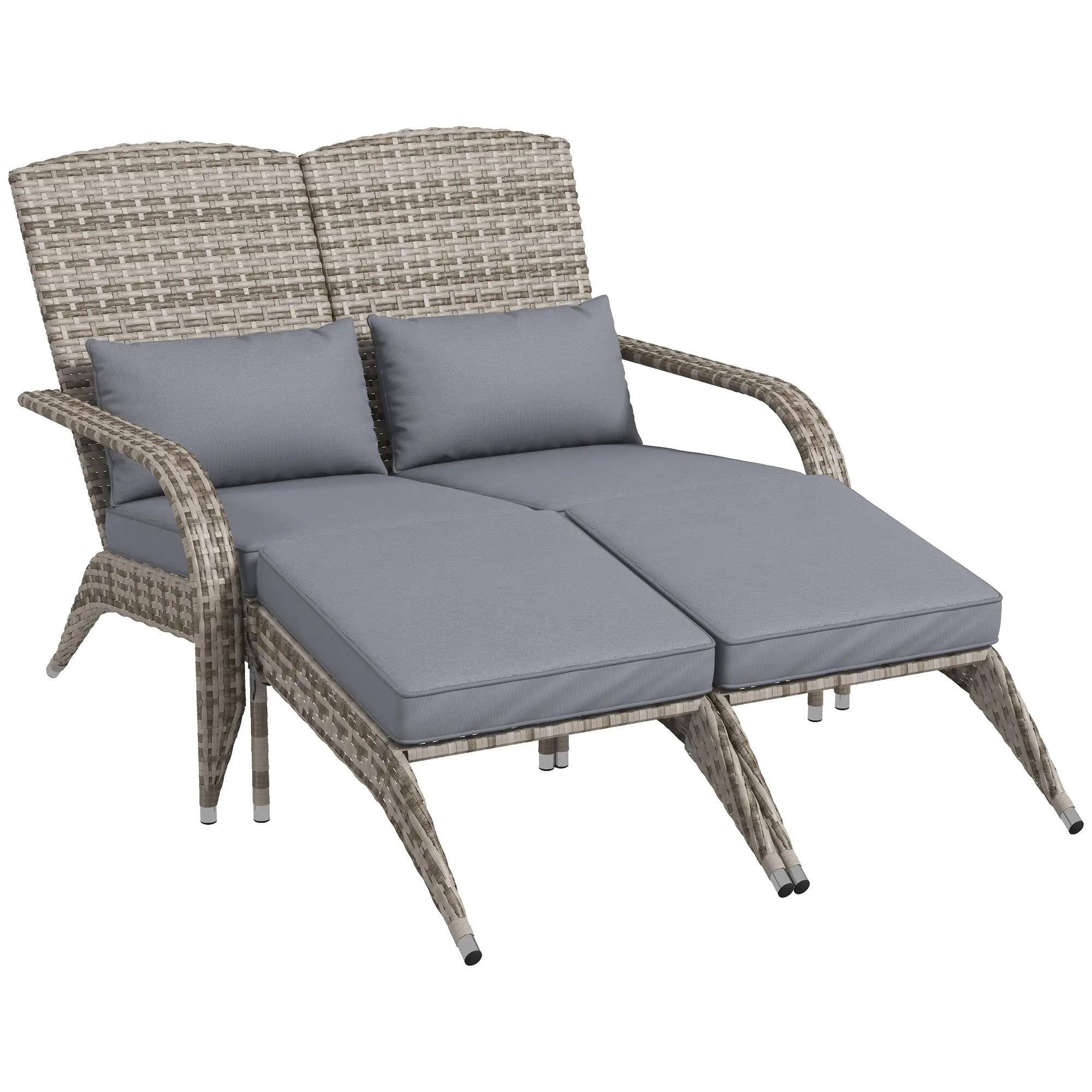 Angle. Resenkos - Resenkos PE Rattan 2-Person Adirondack Set, Cushioned Fire Pit Lounge, Comfortable Armrests, Porch Seating, Gray - Gray.
