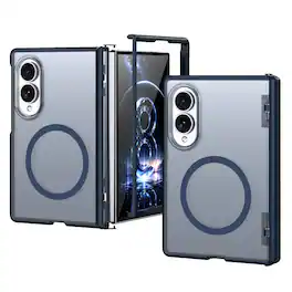 Dteck - Rugged Magnetic Case For Samsung Galaxy Z Fold8 Shockproof Matte Anti-Fingerprint Cover Hinge Protection - Blue