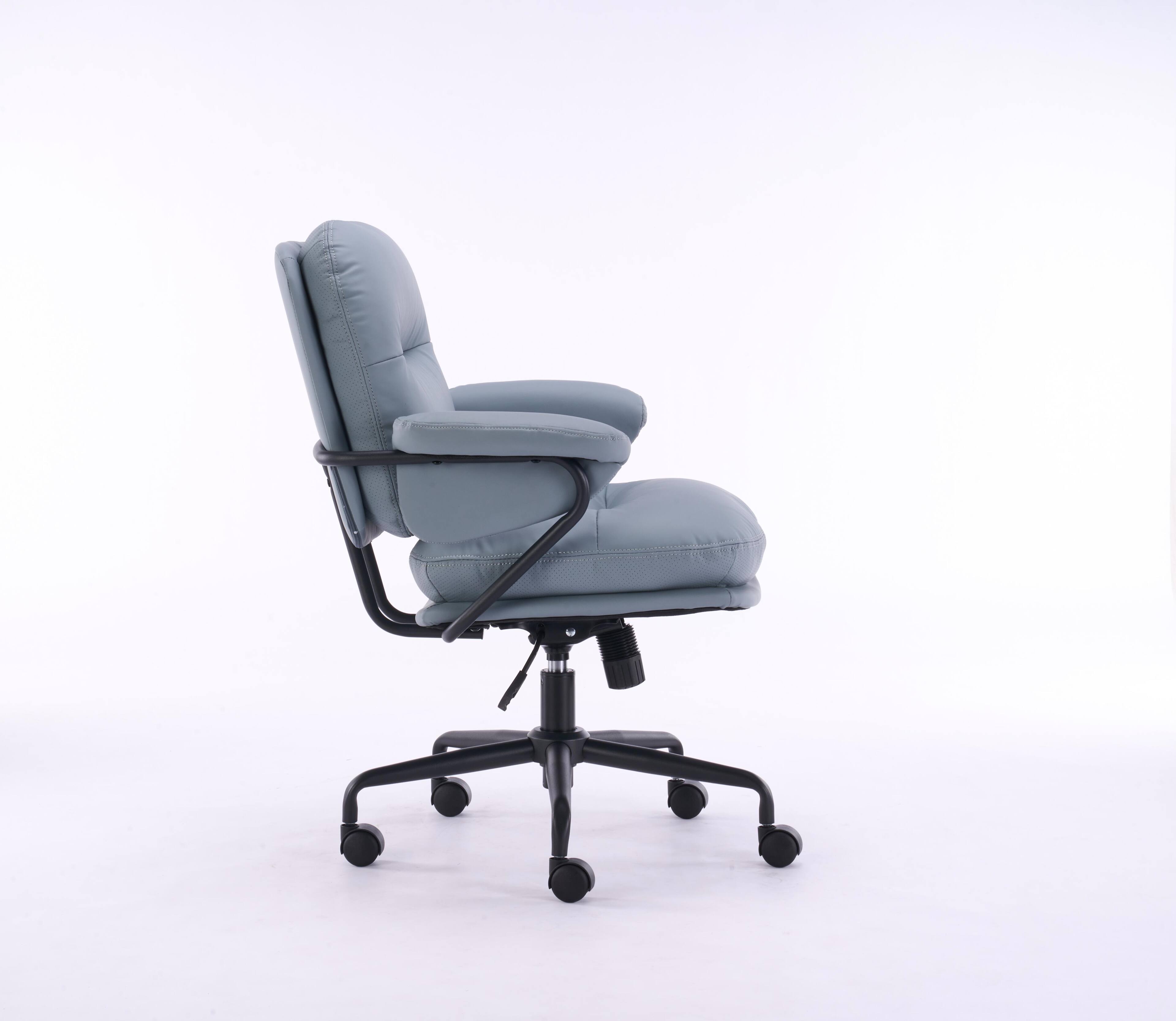 Back. Spaco - Spaco Ergonomic Leather Executive Office Chair, Adjustable Height Reclining Swivel Chair with Sturdy Metal Frame - Sage.