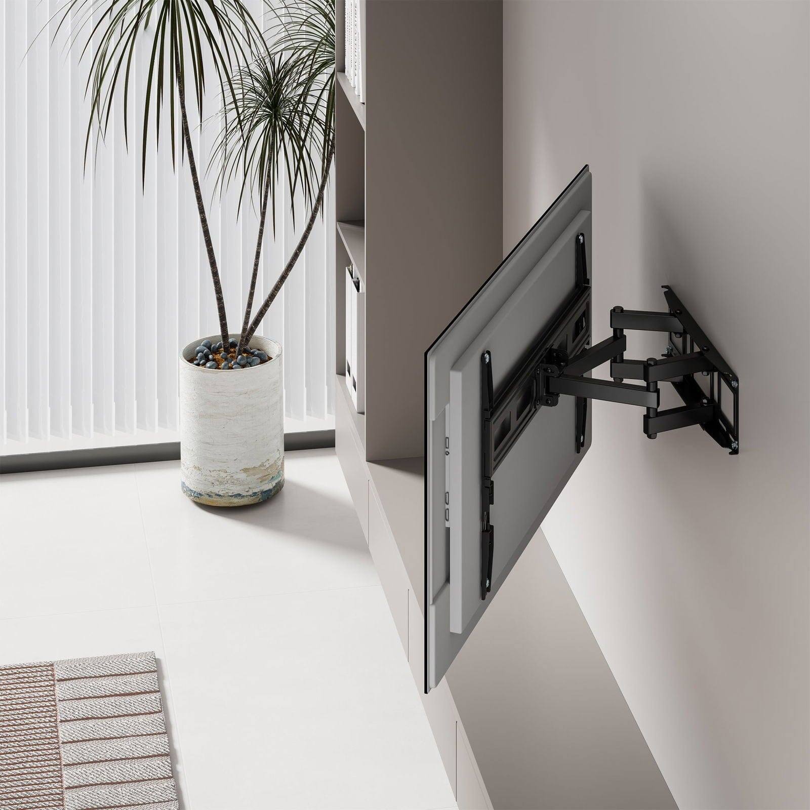 Angle. Mount-It! - Full Motion TV Wall Mount Bracket for 37–80" TVs, Dual-Arm, 14" Extension, 88 lb Capacity, Tilt & Swivel - Black.