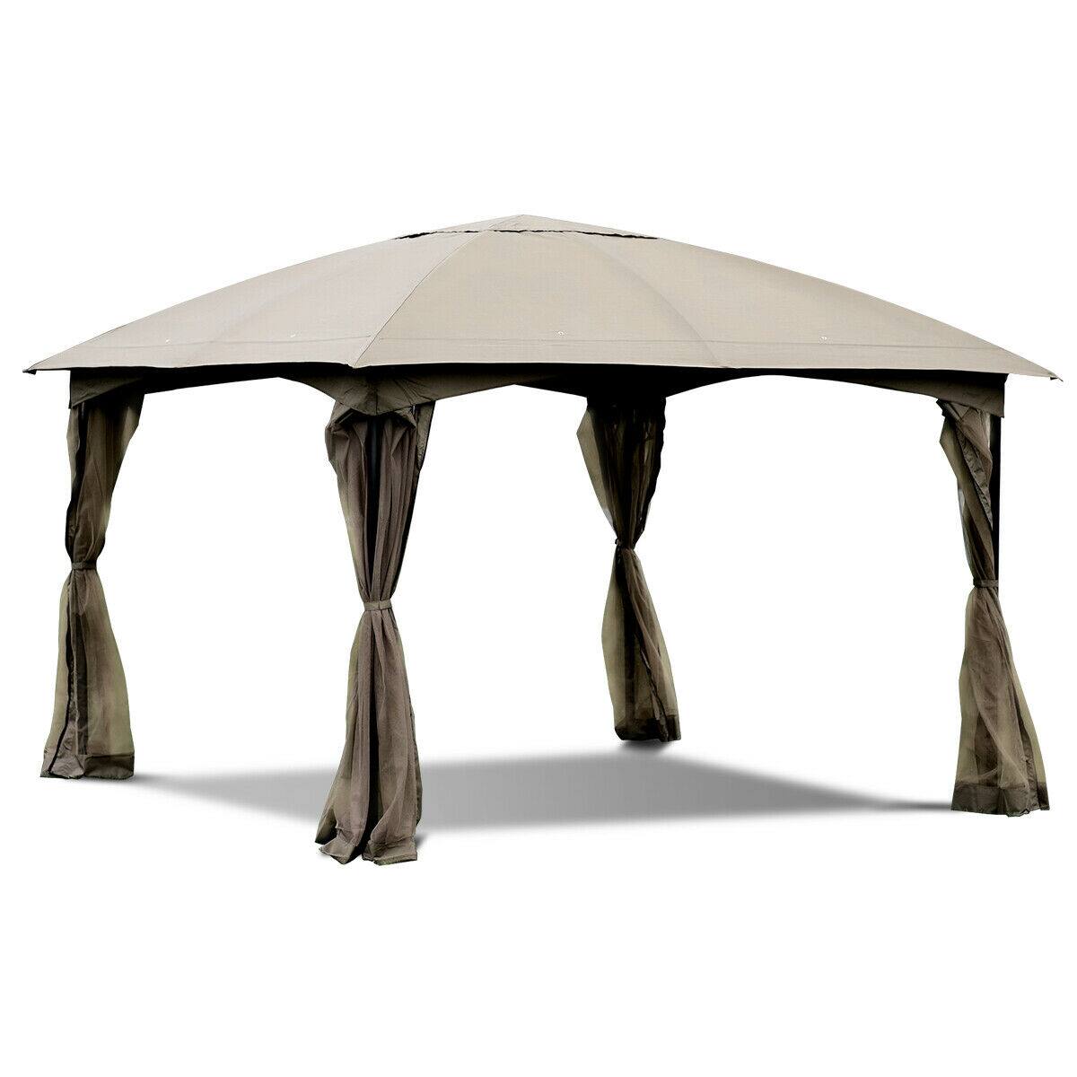 Alt View 1. Gymax - Gymax 11.5FT Patio Gazebo Canopy Tent Wedding Party Shelter Awning Mosquito Netting - Beige.