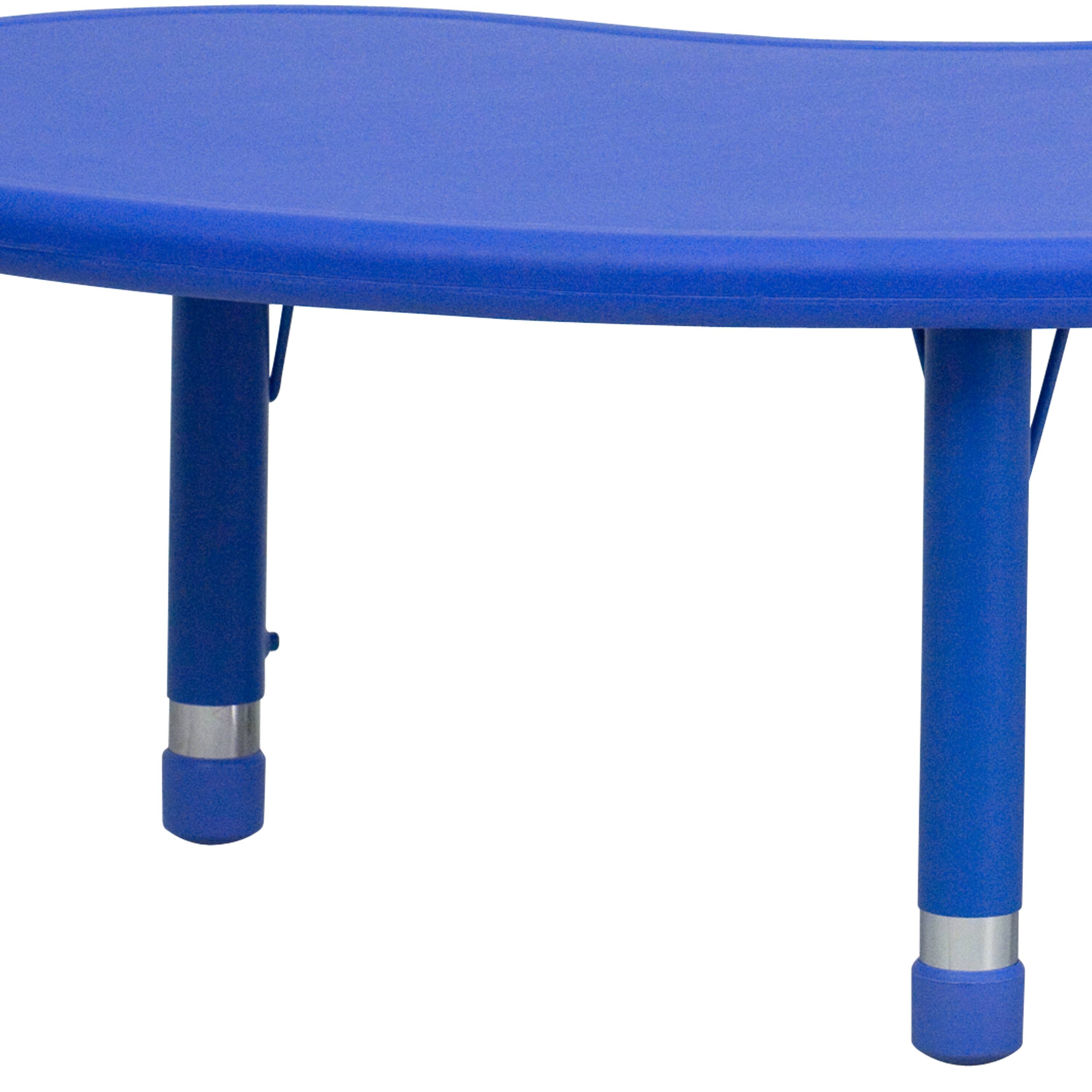 Alt View 9. Emma + Oliver - 35"W x 65"L Half-Moon Plastic Height Adjustable Activity Table - Blue.