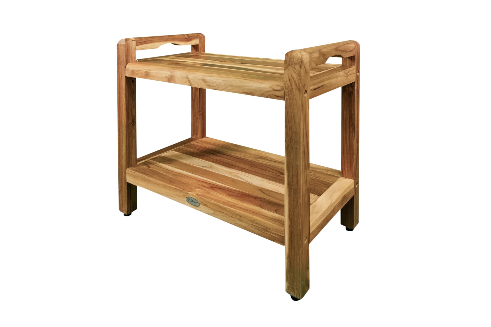 EcoDecors - Eleganto 24" Teak Shower Bench, LiftAide Arms - EarthyTeak