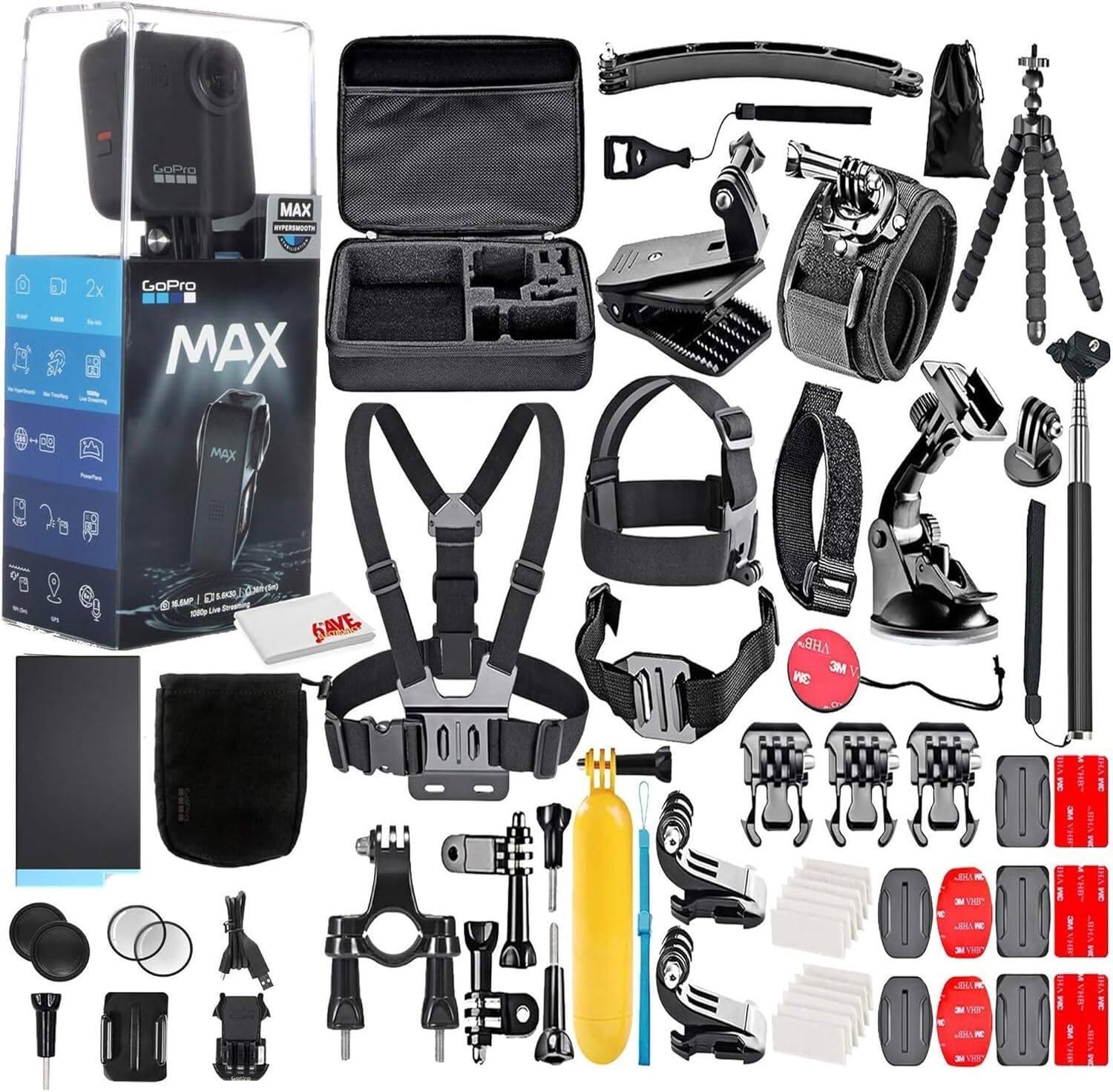 GoPro MAX 360 Waterproof Action Camera With 50 Piece Accessory Kit