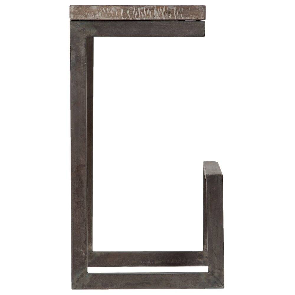 Alt View 4. Porter Designs - Cube Solid Mango Wood & Metal Bar Stool - Gray.