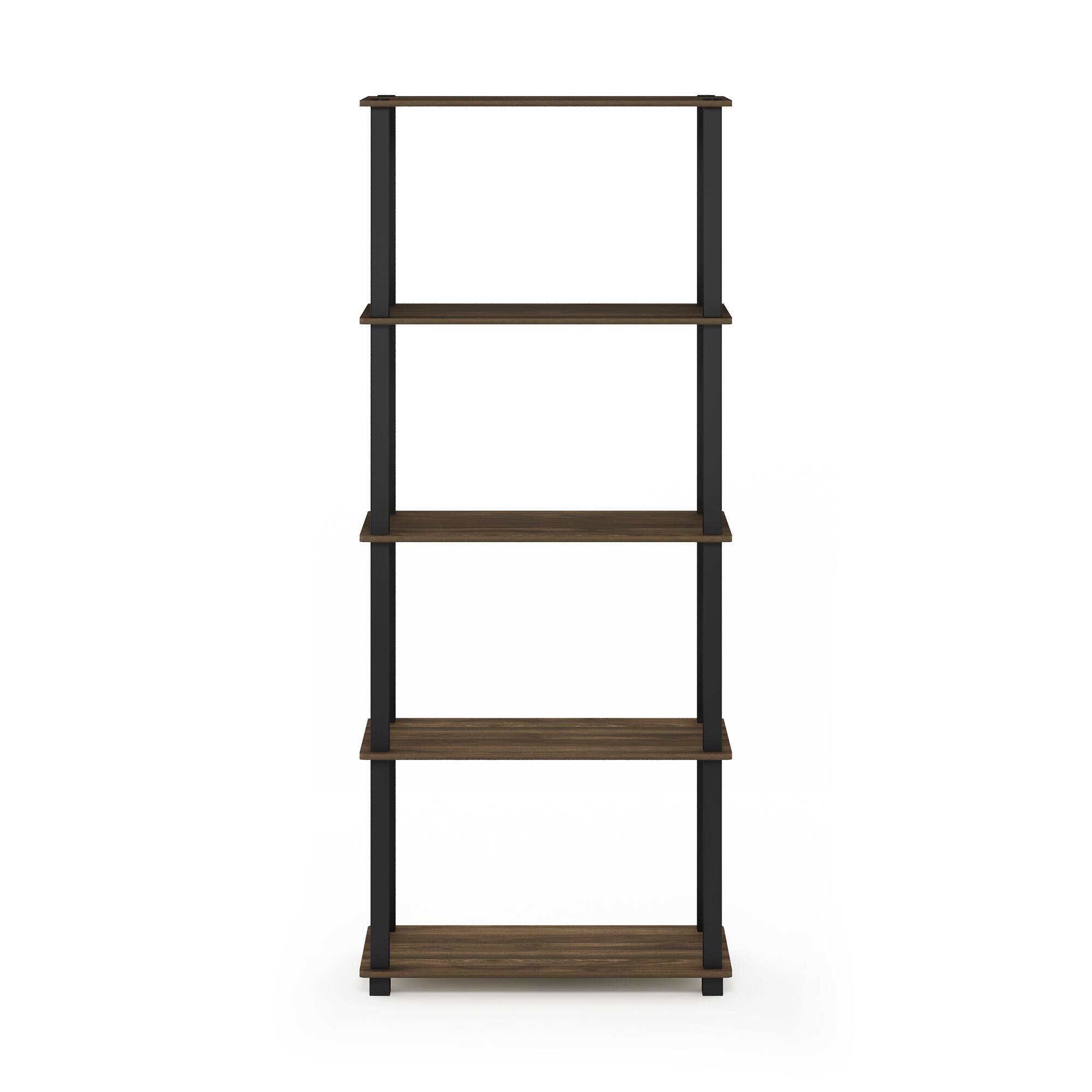 Alt View 2. Furinno - Turn-S-Tube 5-Tier Multipurpose Shelf Display Rack with Square Tubes, Columbia Walnut/Black - Columbia Walnut/Black.