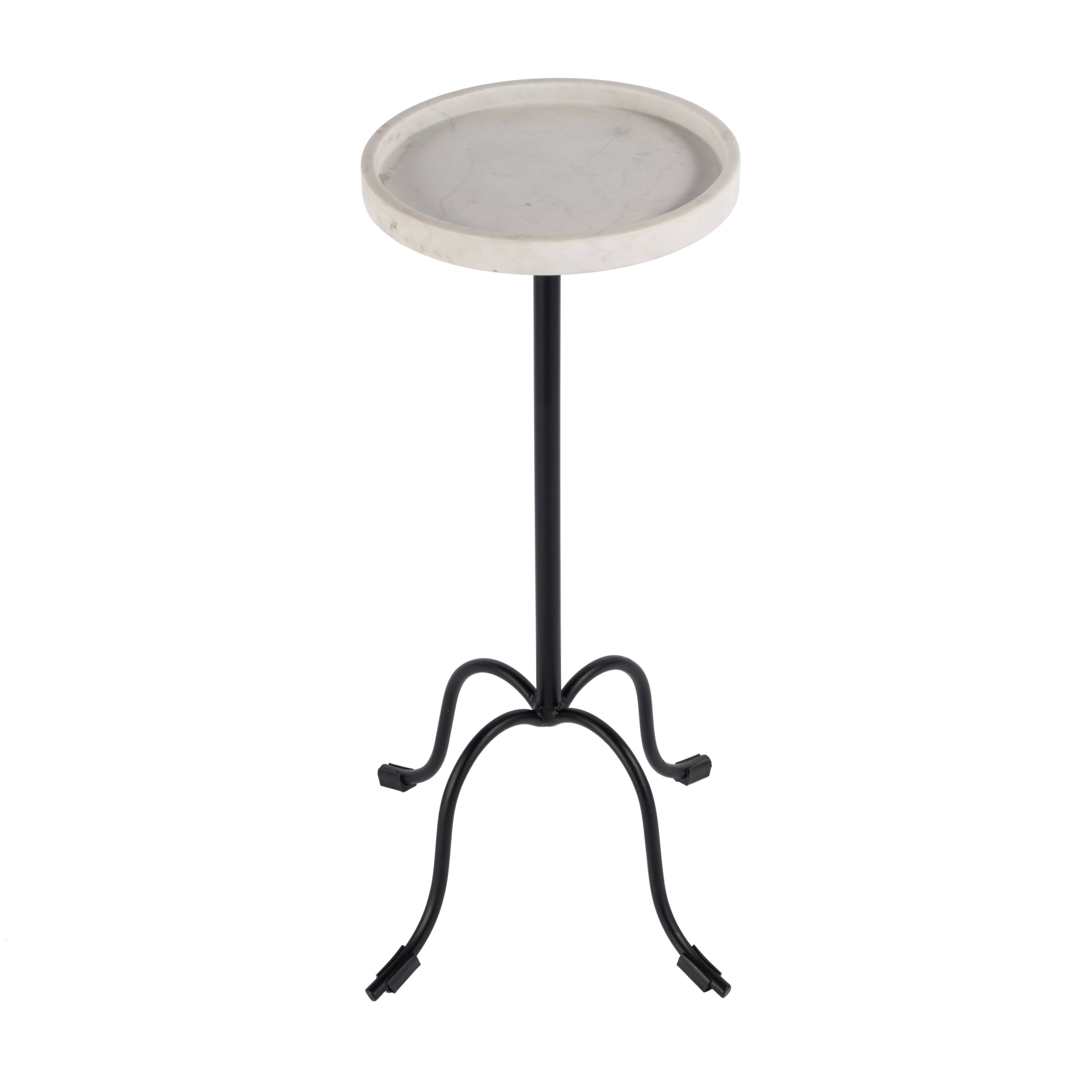 Alt View 1. Butler Specialty - Berlin 10 in. W Round Marble and Iron Side Table - White and Black.