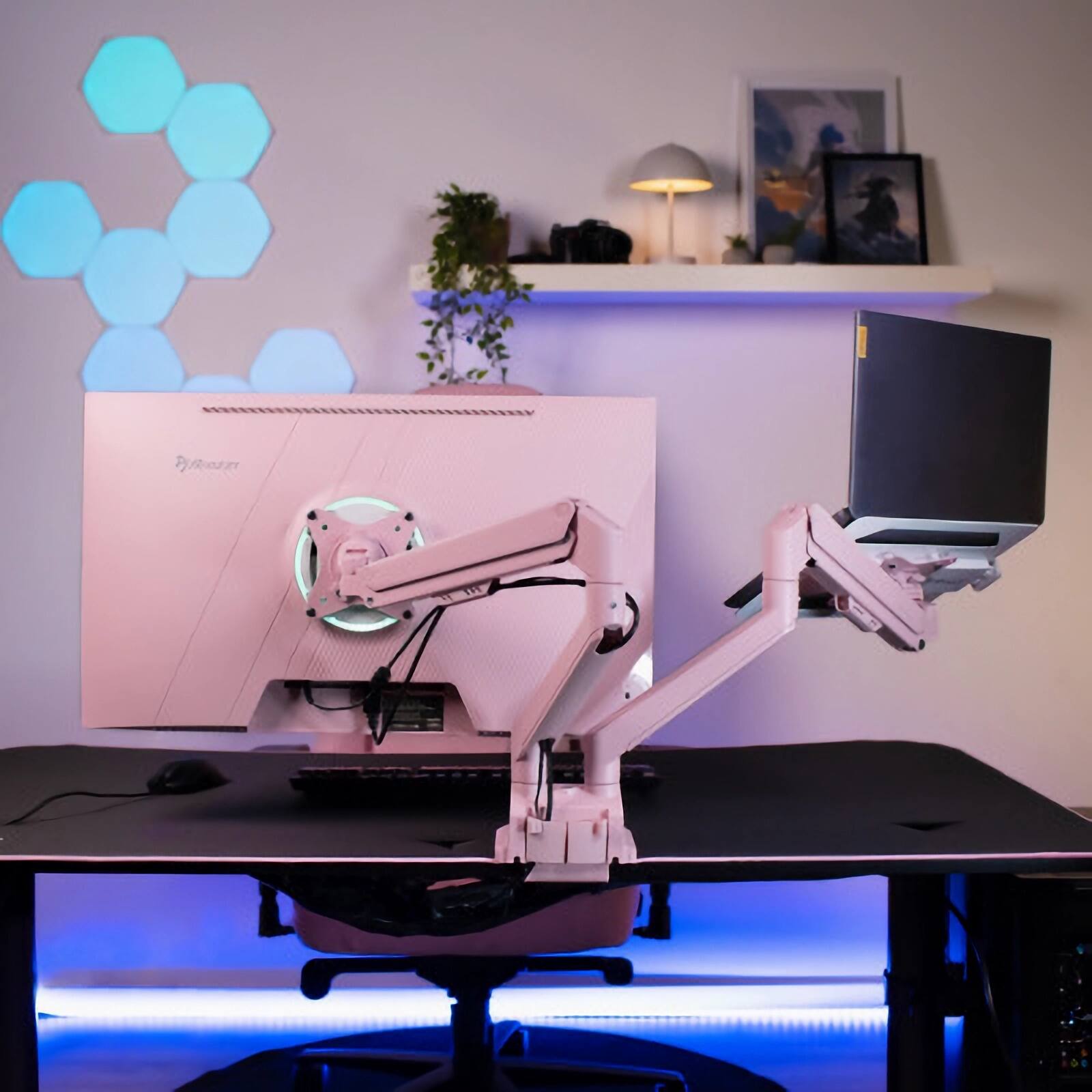 Alt View 1. Arozzi - Arozzi Alzare Neo Duo Gas Spring Dual Monitor Arm – Ergonomic Tilt, Swivel & Rotation – Pink - Pink.