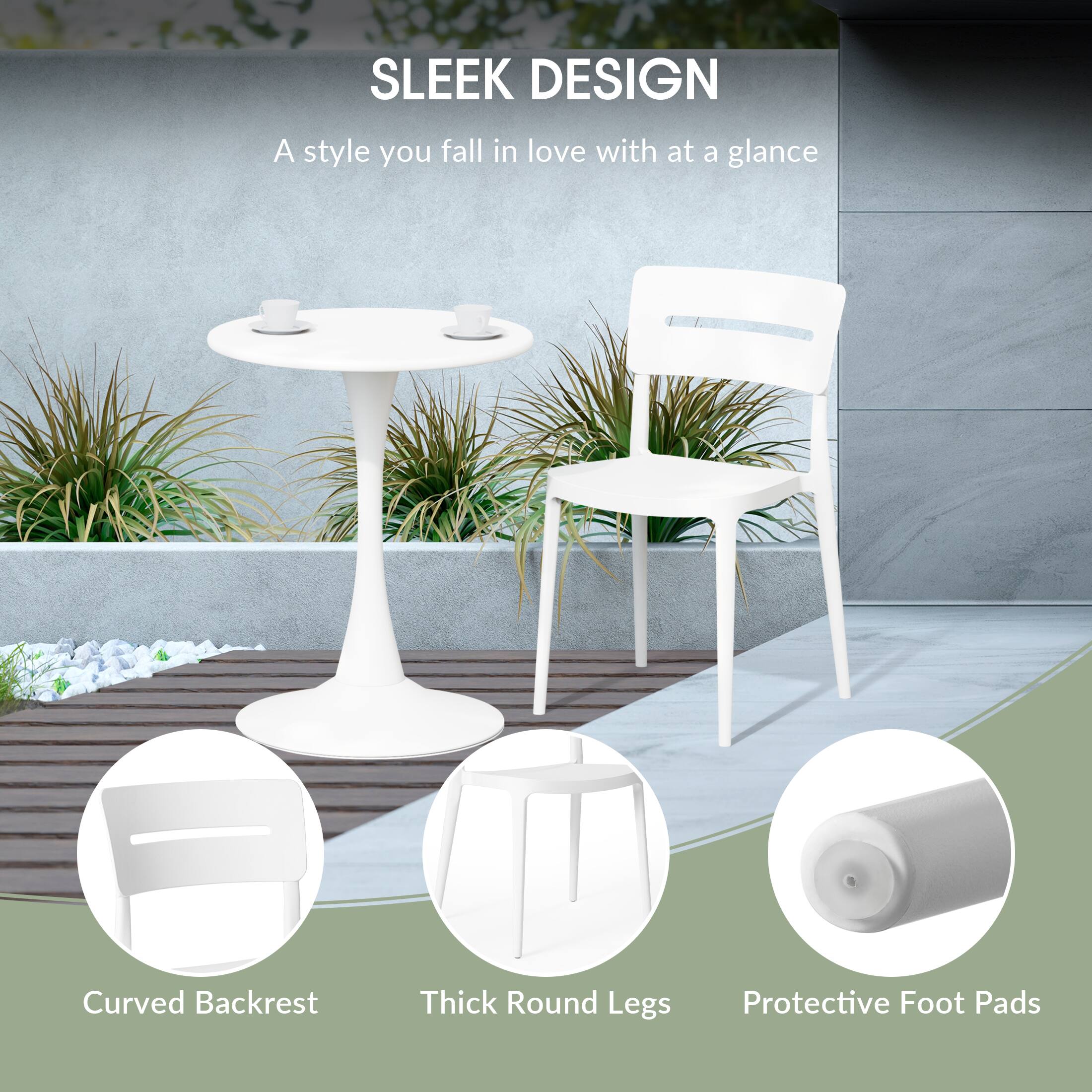 SLEEK DESIGN  
A style you fall in love with at a glance  
Curved Backrest  
Thick Round Legs  
Protective Foot Pads