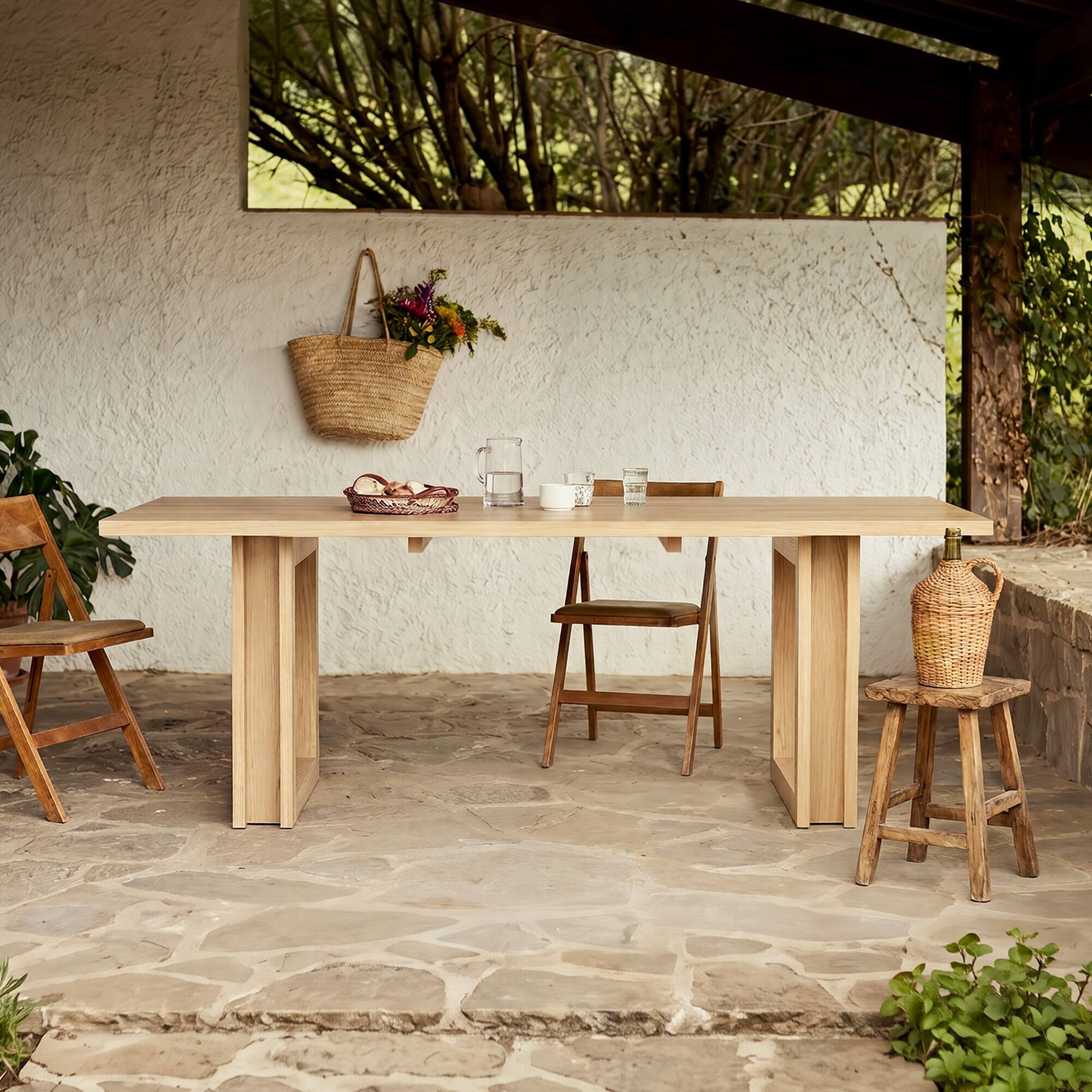 Alt View 1. Homsee - Solid Wood Veneer Large Dining Table, Pine & Rubberwood Desk for 8 Seater, Modern Farmhouse Kitchen Table for Home - Wooden.