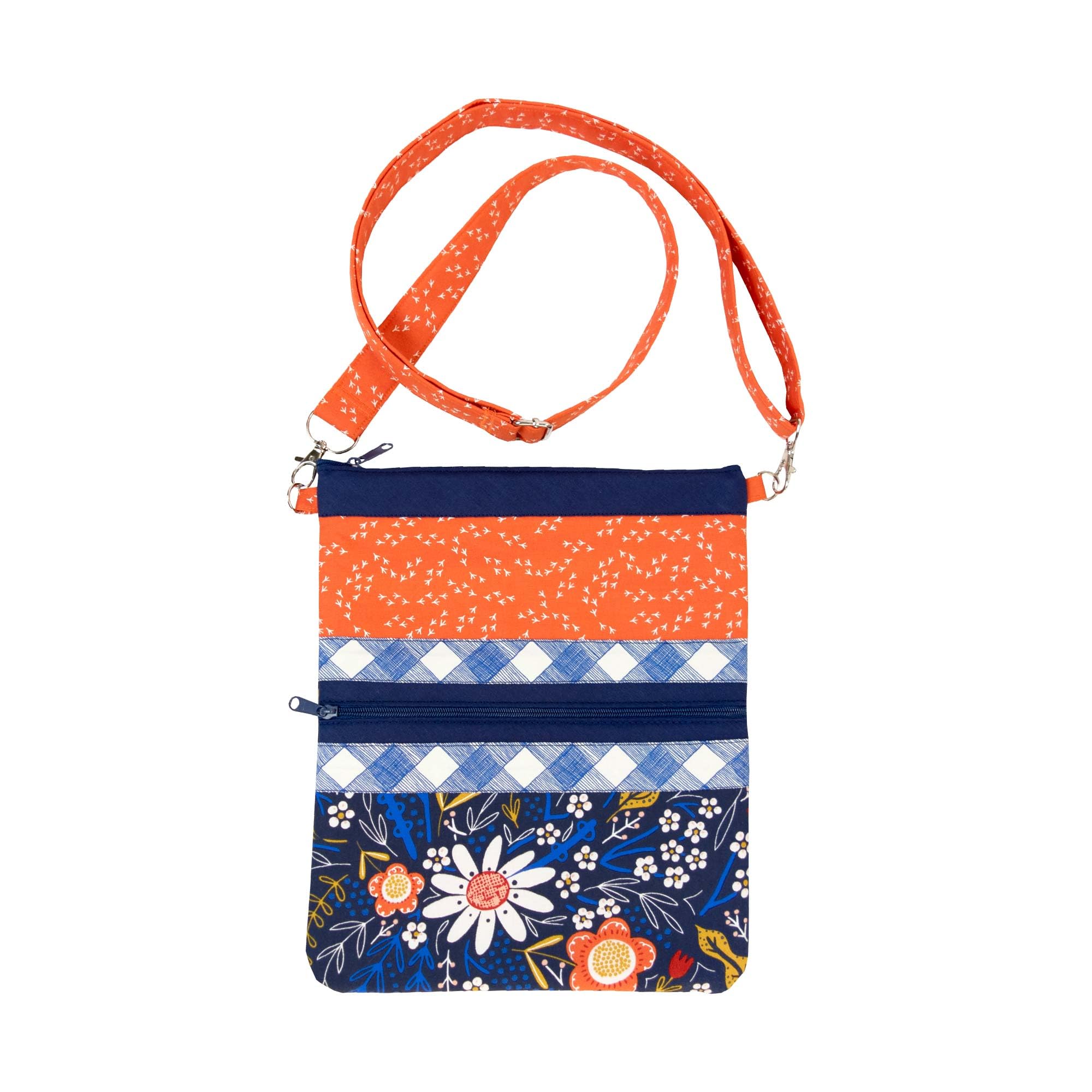 Left. AccuQuilt - June Tailor Inc Crossbody Tote Bag Caitlyn Zippity-Do-Done Navy Kits, Blue - Blue.