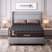 Bestier California C King Size Pillow Top Mattress Organic Wool Gel Memory Foam Boxed Made in US - Black - Front_Zoom