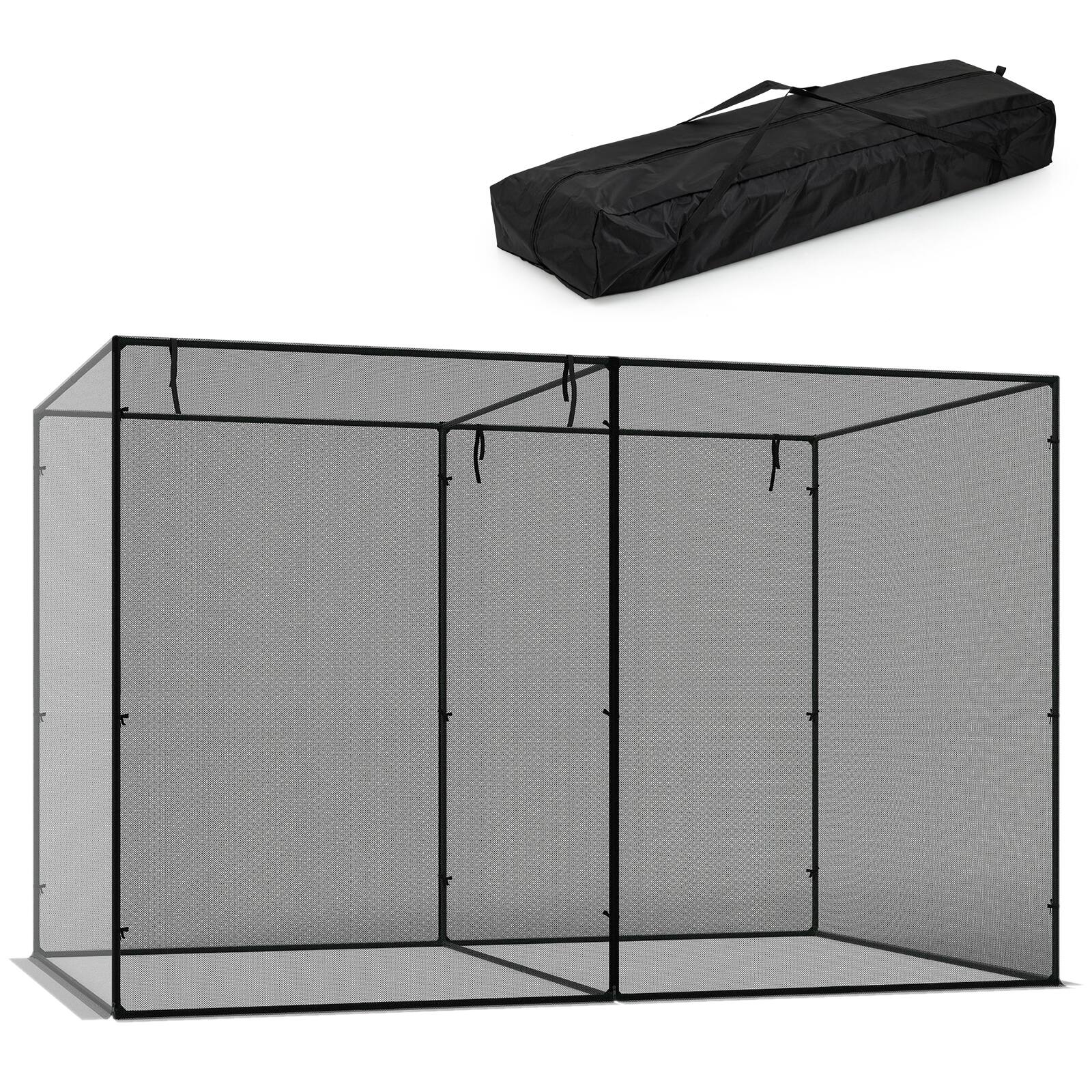 Alt View 9. Gymax - Gymax 10 x 6.5 x 6.5 ft Garden Crop Cage w/Zipper Doors 6 Ground Stakes Carrying Bag - Grey.