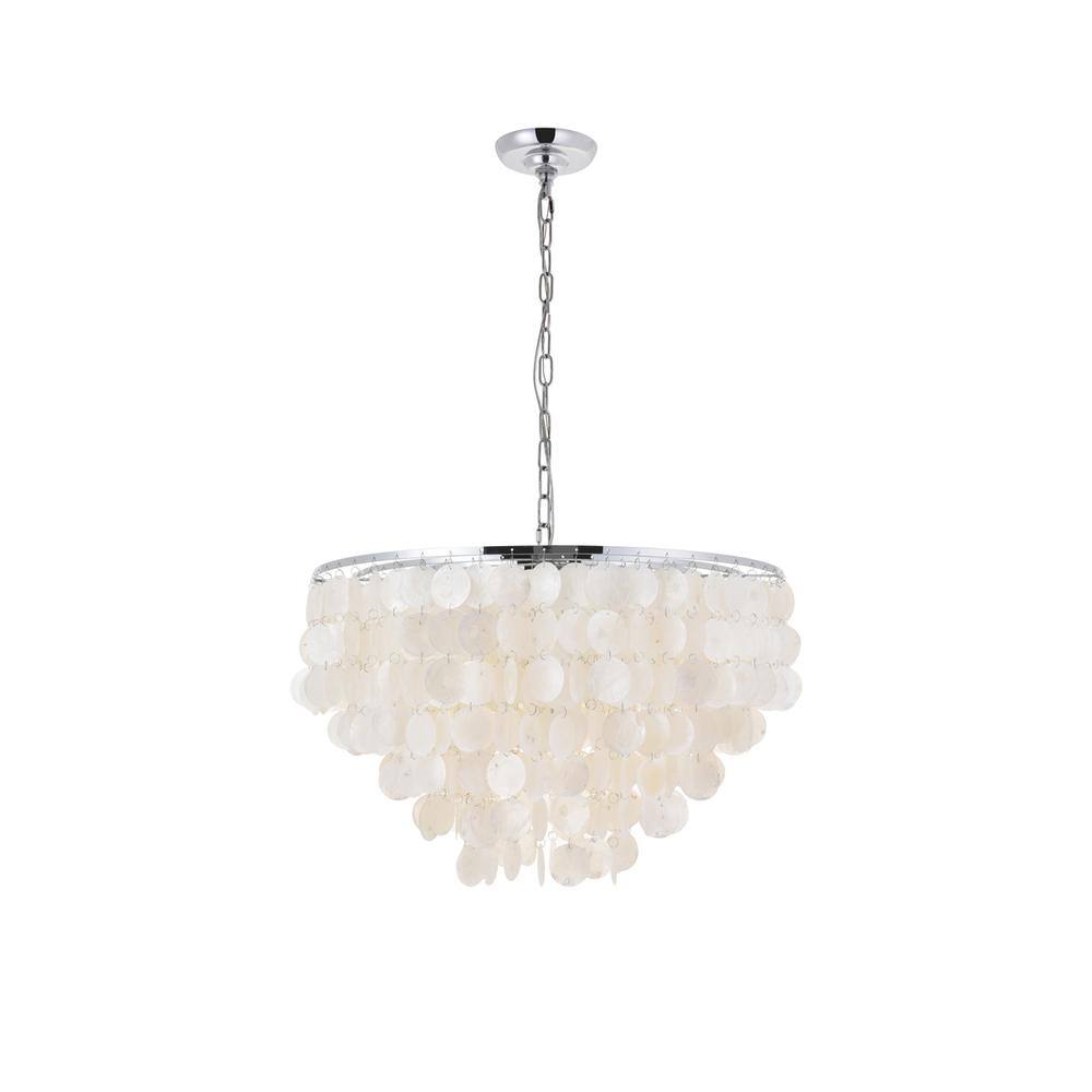 Alt View 8. Living District - Selene 6 light Chrome Pendant - Chrome And White.
