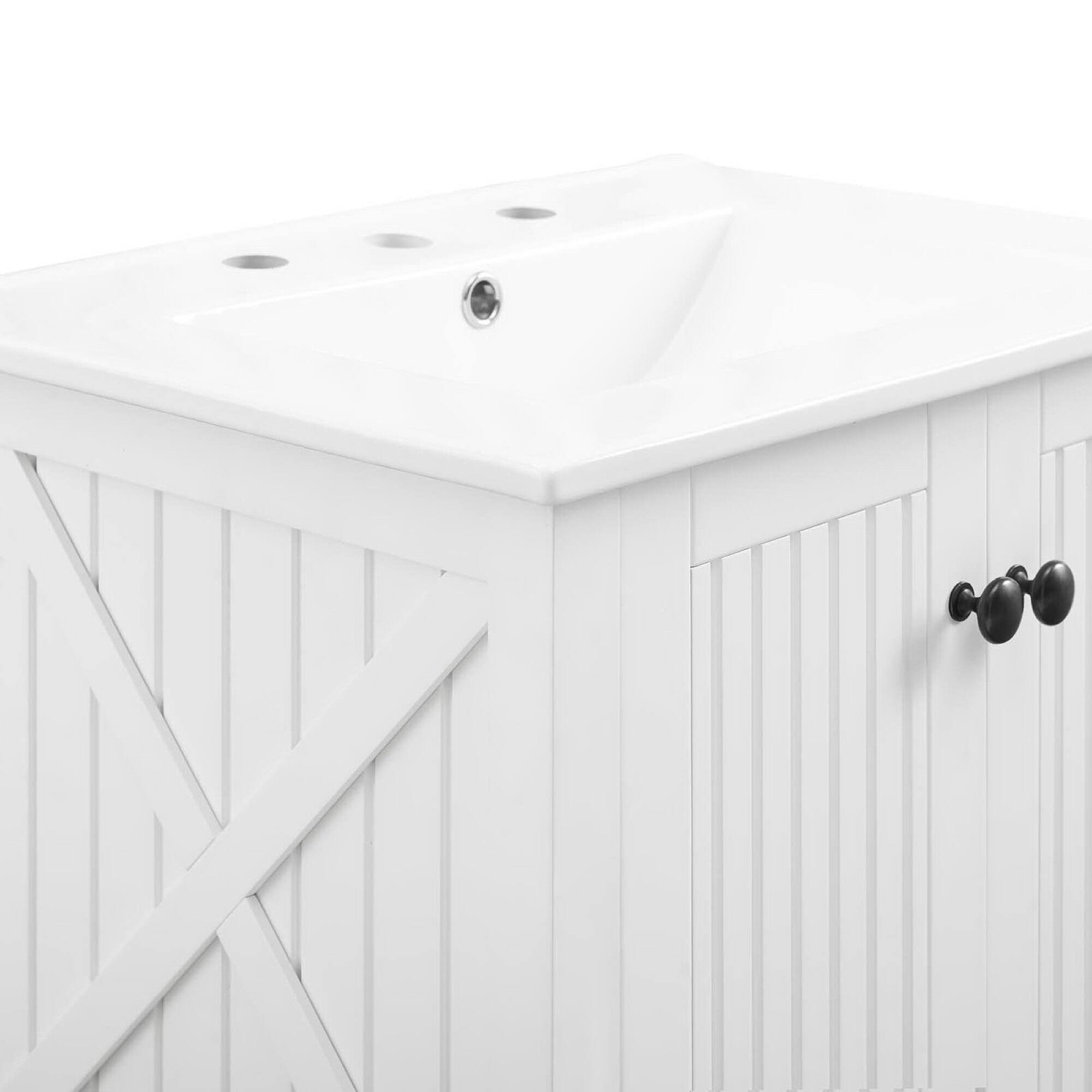 Alt View 7. Modway - Steam Bathroom Vanity Basin Included - White White.