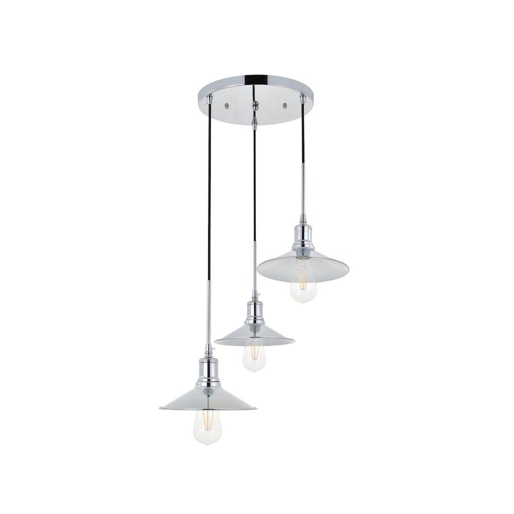 Alt View 8. Living District - Etude 3 Light Chrome Pendant - Chrome.