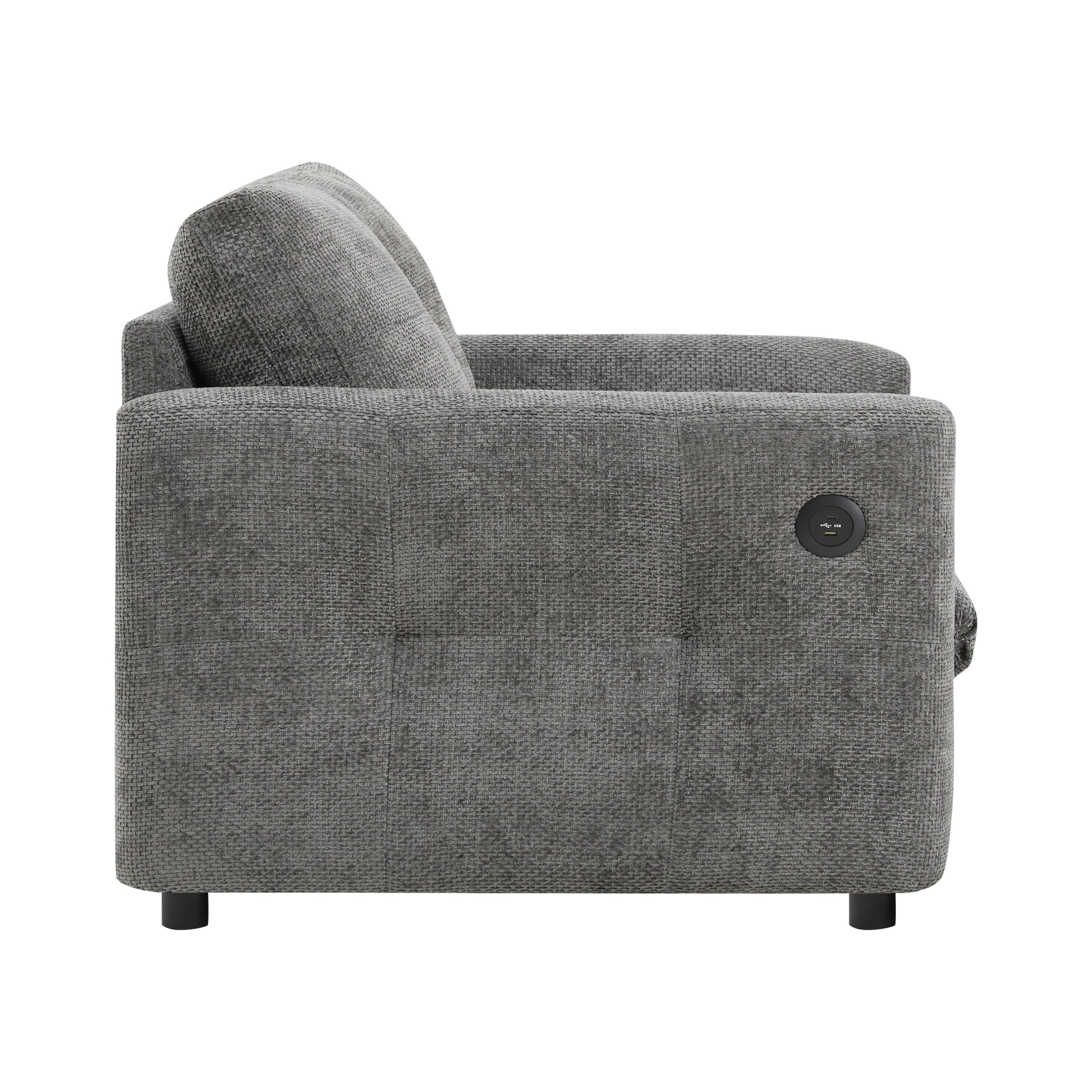 Alt View 9. Tiramisubest - Chenille Single Sofa,Armchair with Wide Seat,Dual-port Charger,Pull-line Tufted Design & High-density Foam,Grey - Gray.