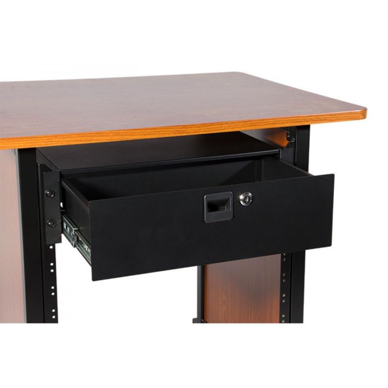 Angle. On Stage Stands - OnStage RDLS3000 3U Locking Rack Drawer, Shallow (RDLS 3000) Black - Black.