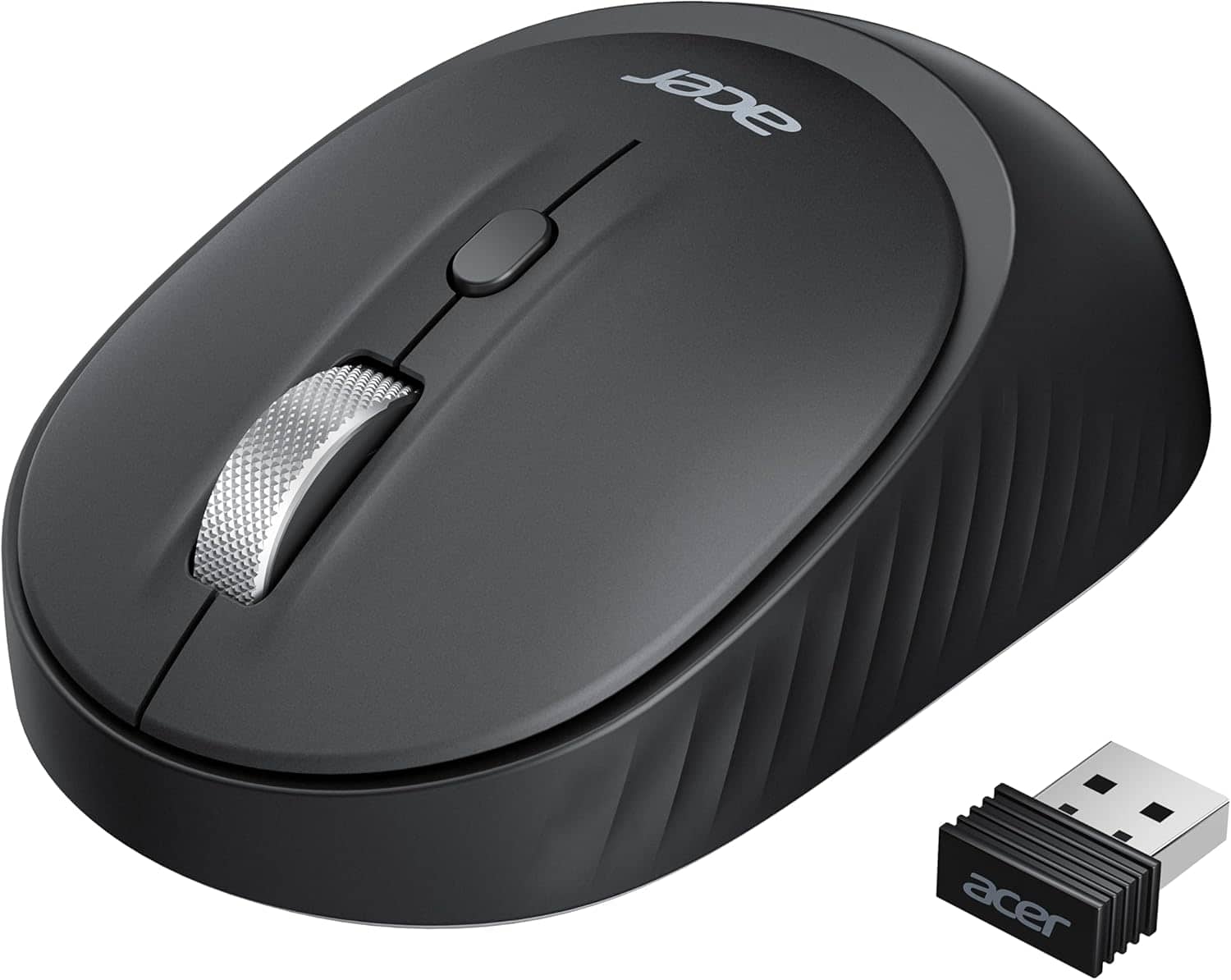 Acer - Bluetooth Wireless Mouse for Laptop(BT5.2+2.4GHz), Small to Medium Size, Left & Right Handed Office USB Mice - Wireless - Black