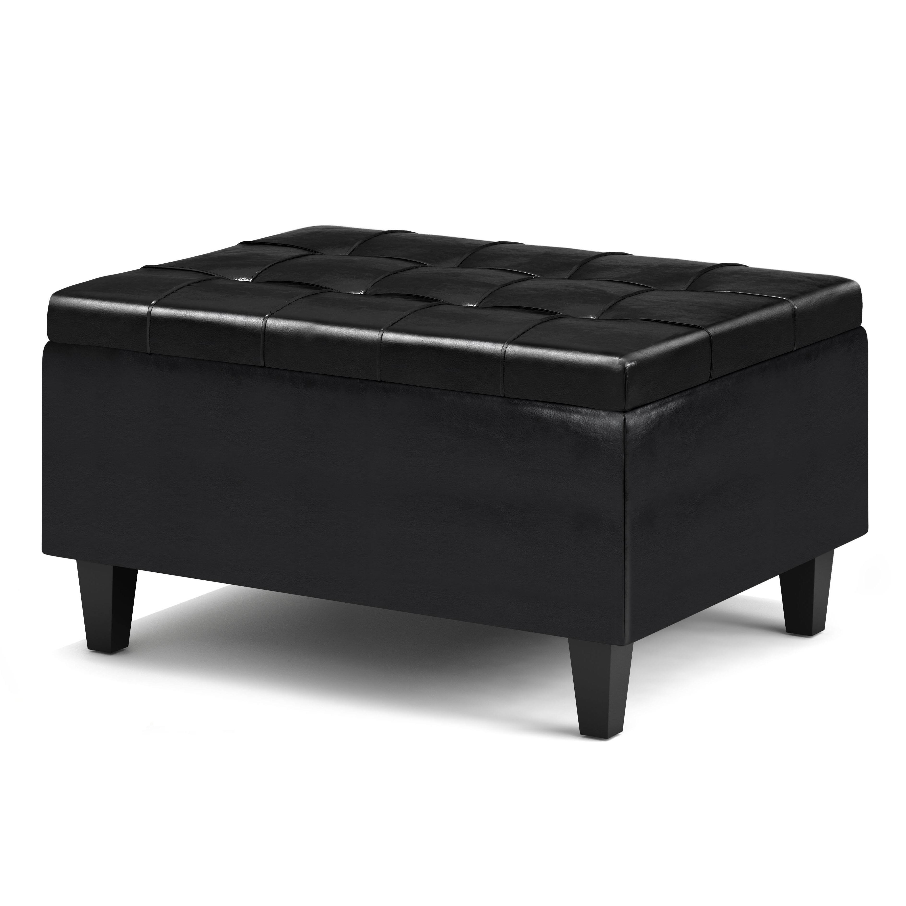Angle. Simpli Home - Harrison Small Coffee Table Storage Ottoman - Midnight Black.