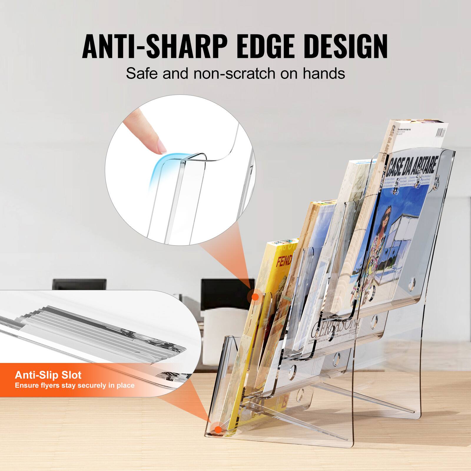 ANTI-SHARP EDGE DESIGN  
Safe and non-scratch on hands  

Anti-Slip Slot  
Ensure flyers stay securely in place
