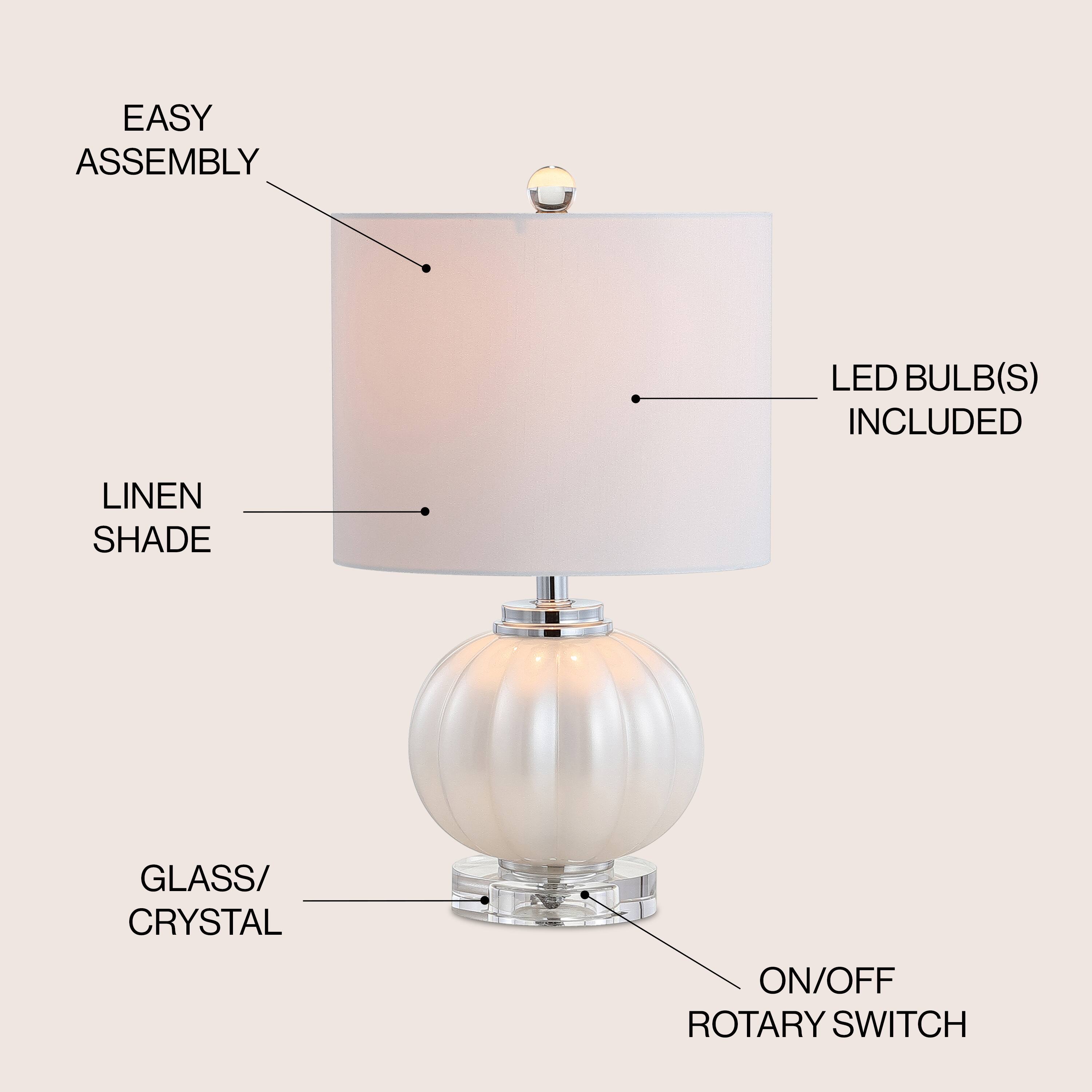 EASY ASSEMBLY LED BULB(S) INCLUDED LINEN SHADE GLASS/CRYSTAL ON/OFF ROTARY SWITCH