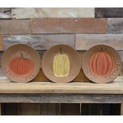 Angle. BreeBe - Classic Pumpkin Plate 3 Asstd. - Cream, Light Orange, Dark Orange.