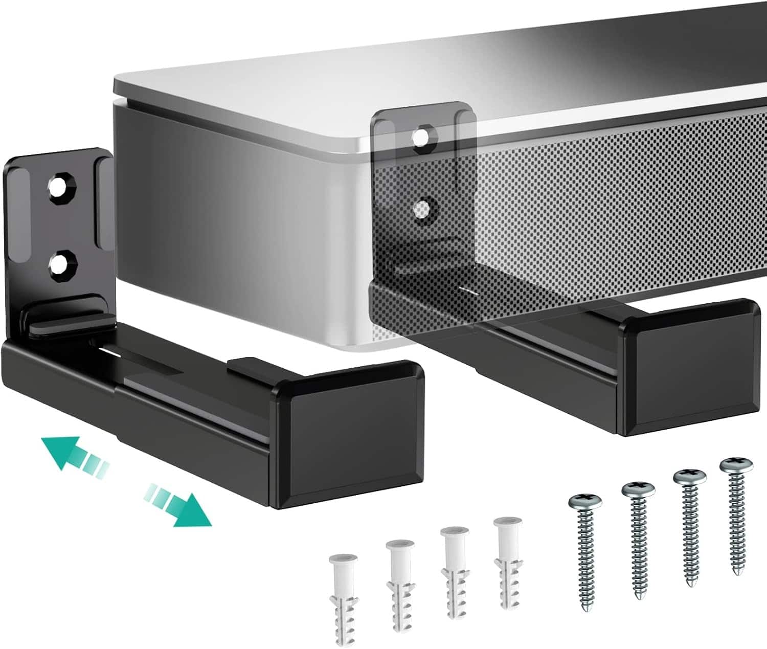 Schertz - Universal Soundbar Wall Mount, Adjustable 3.5–6.1", Holds up to 33 lbs (SLK202) - Black