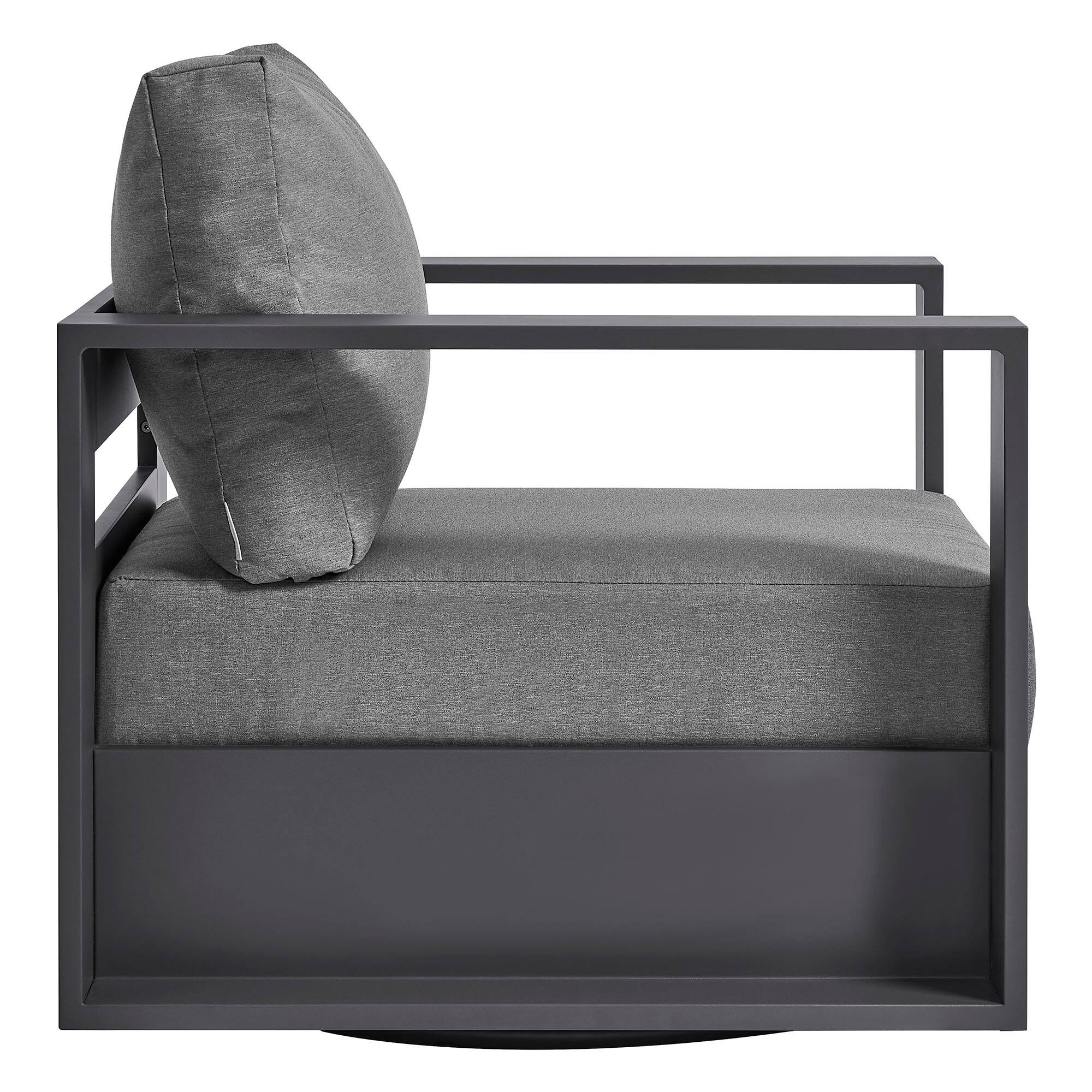 Alt View 2. Modway - Tahoe Outdoor Powder-Coated Aluminum Swivel Armchair by Modway - Gray Charcoal.