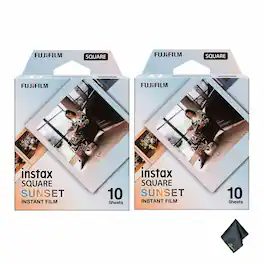 Fujifilm - 2xFUJIFILM INSTAX SQUARE Sunset Instant Film, Microfiber Cleaning Cloth, Bundle