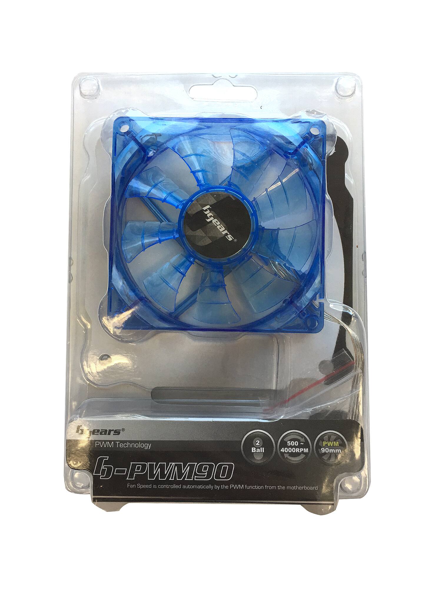 The corrected text is:

"byears ears PWM 2 500-1 PWM Technology Ball 4000RPM 90mm 6-PWM90 Fan Speed 5 controlled automatically by the PWM function from the motherboard."