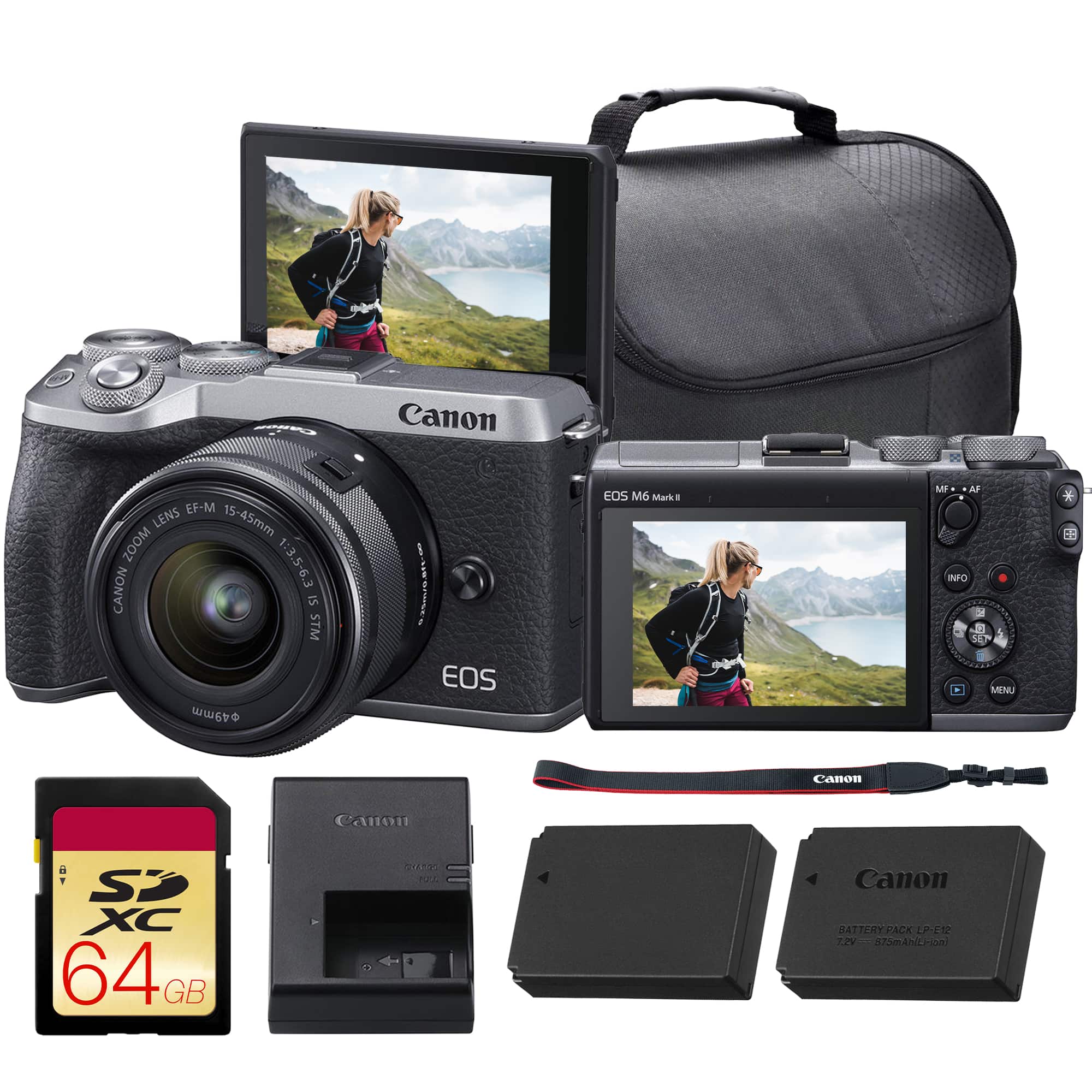 Canon EOS M6 Mark II Mirrorless Camera with 15 45mm Lens (Silver