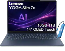 Lenovo - Yoga Slim 7x 14" FHD+ OLED Touchscreen Laptop - Snapdragon X2 Plus X2P-42-100 2026 - 16GB Memory- 1TB SSD - Copilot+ PC - Cosmic Blue